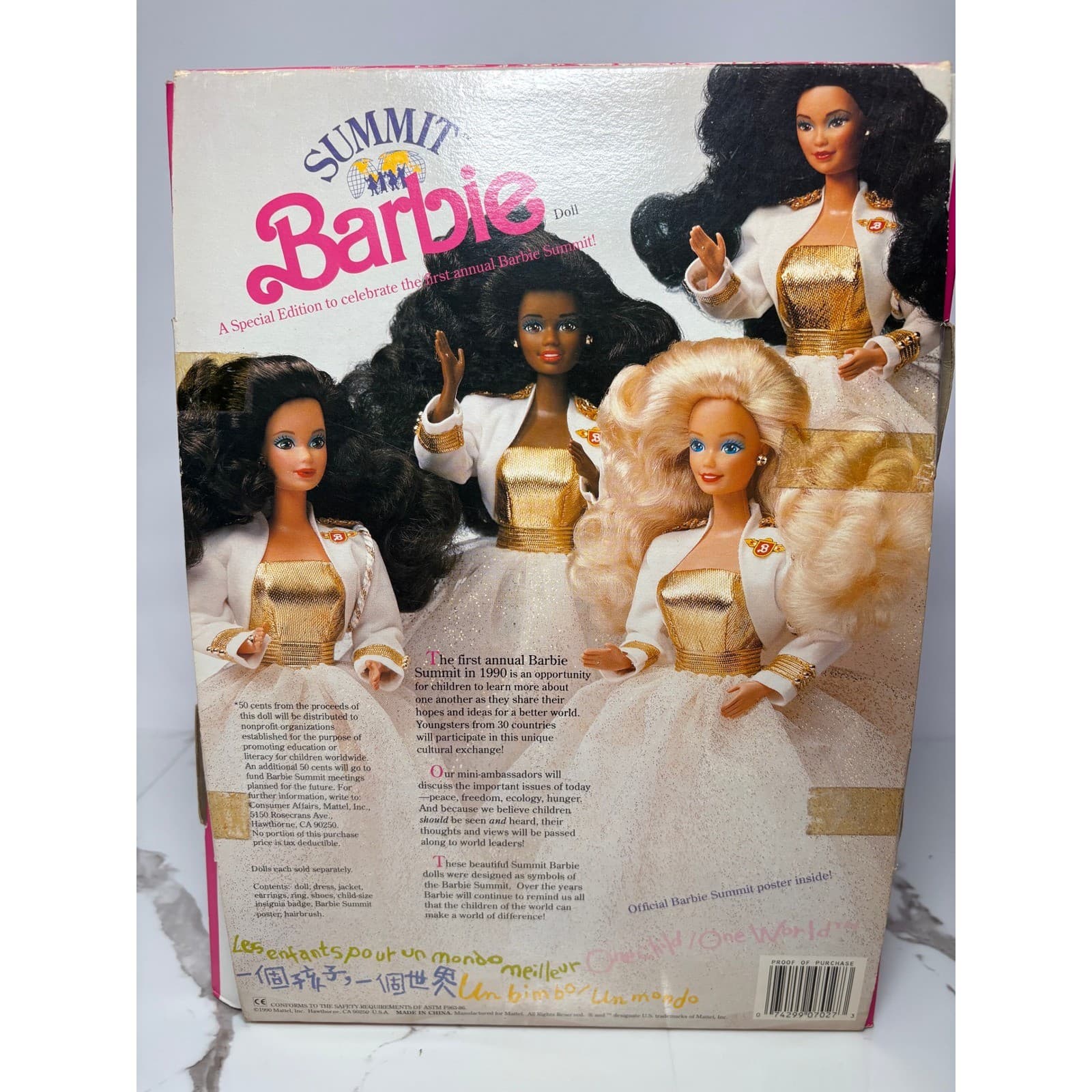 Vintage 1990 Summit Barbie Special Edition Doll Mattel 7027 White Gold Gown NIB - Thumbnail 2