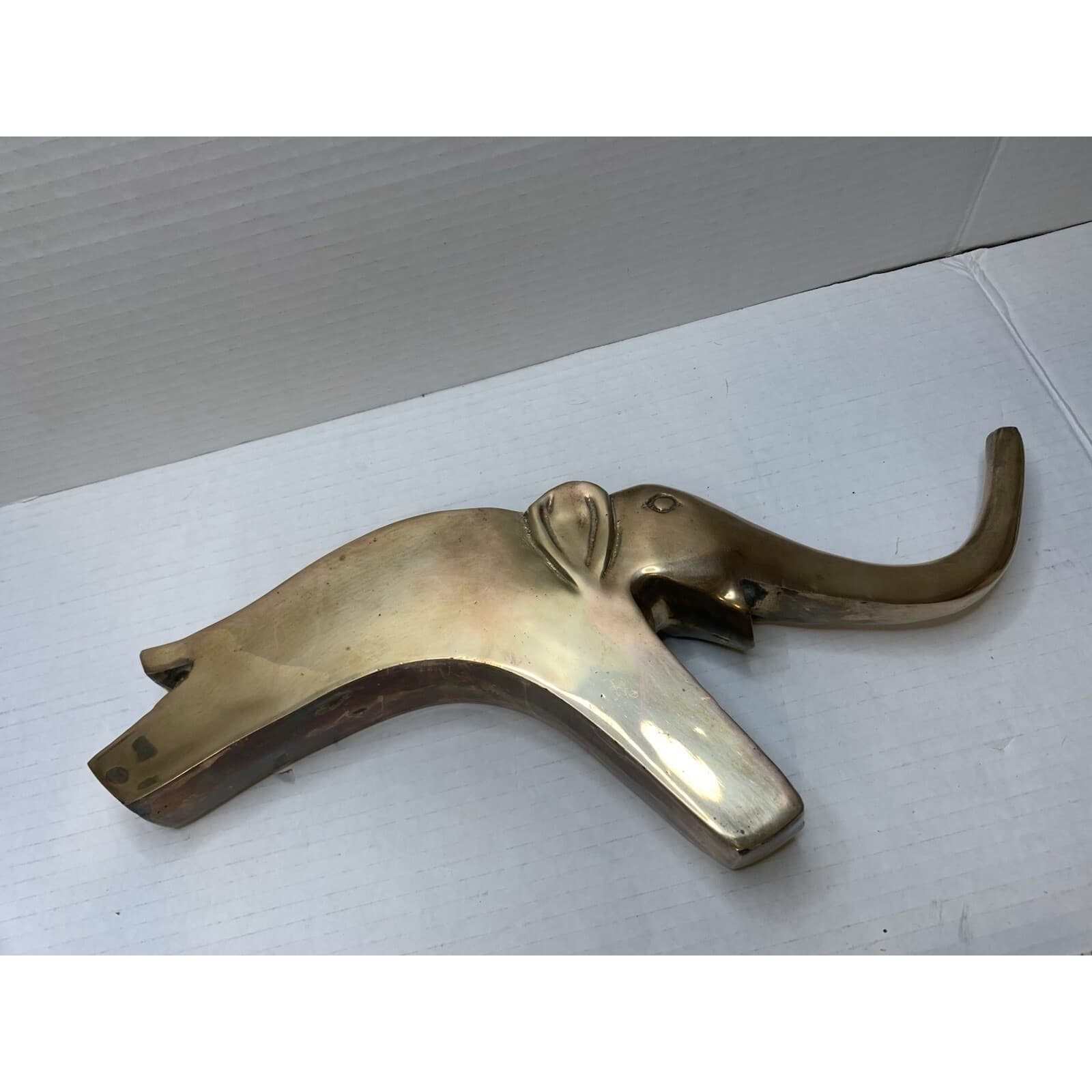Vintage Solid Brass Elephant Bookends Set Mid Century Modern Gold Decor Pair - Thumbnail 7