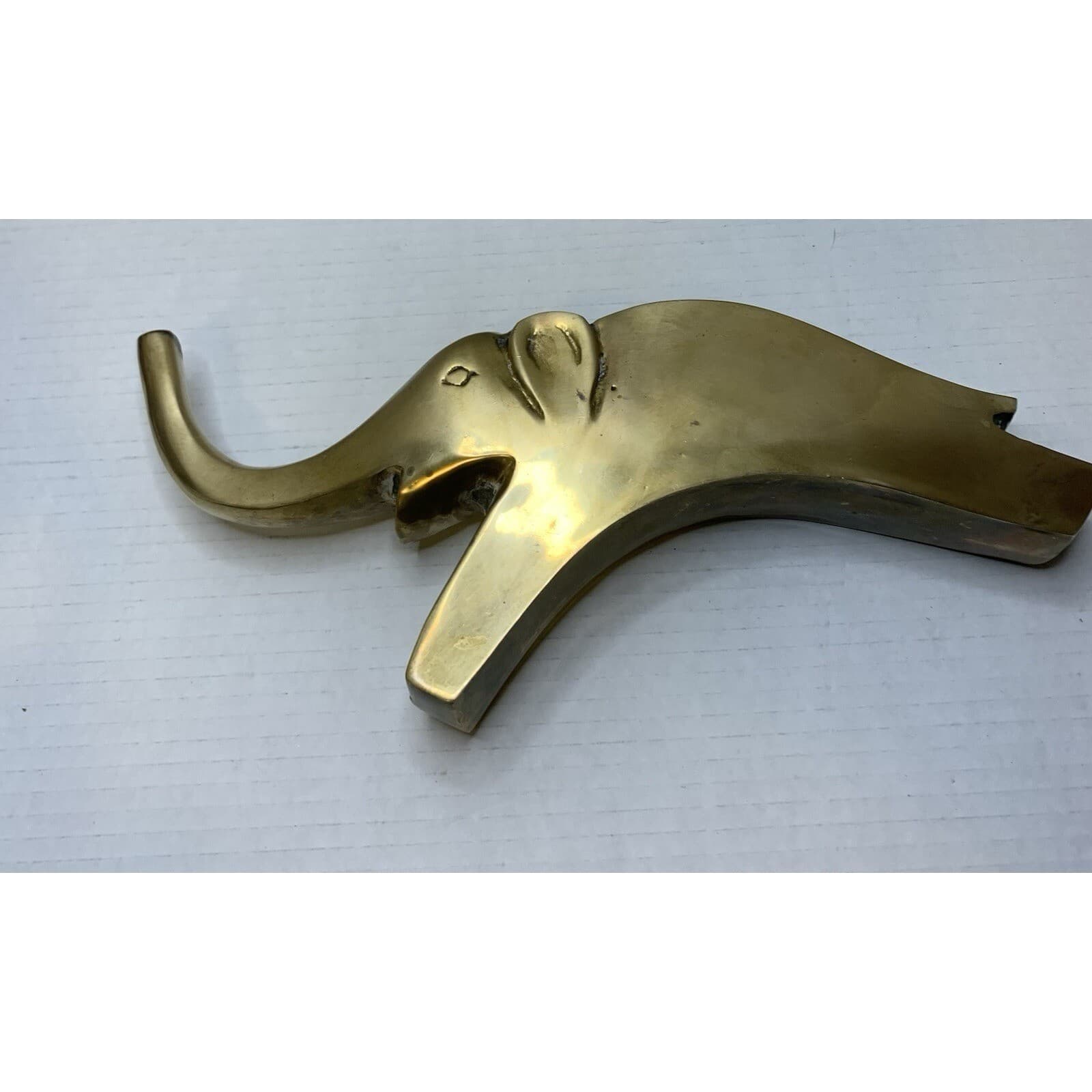 Vintage Solid Brass Elephant Bookends Set Mid Century Modern Gold Decor Pair - Thumbnail 6