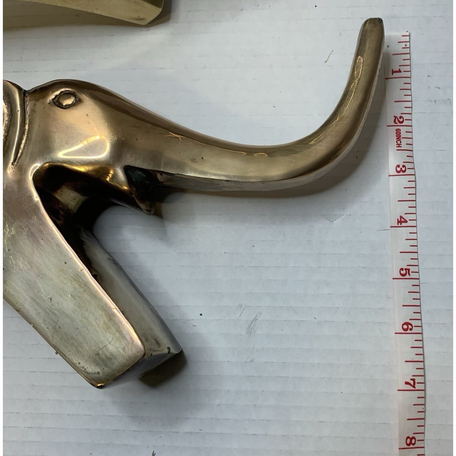 Vintage Solid Brass Elephant Bookends Set Mid Century Modern Gold Decor Pair - Thumbnail 11