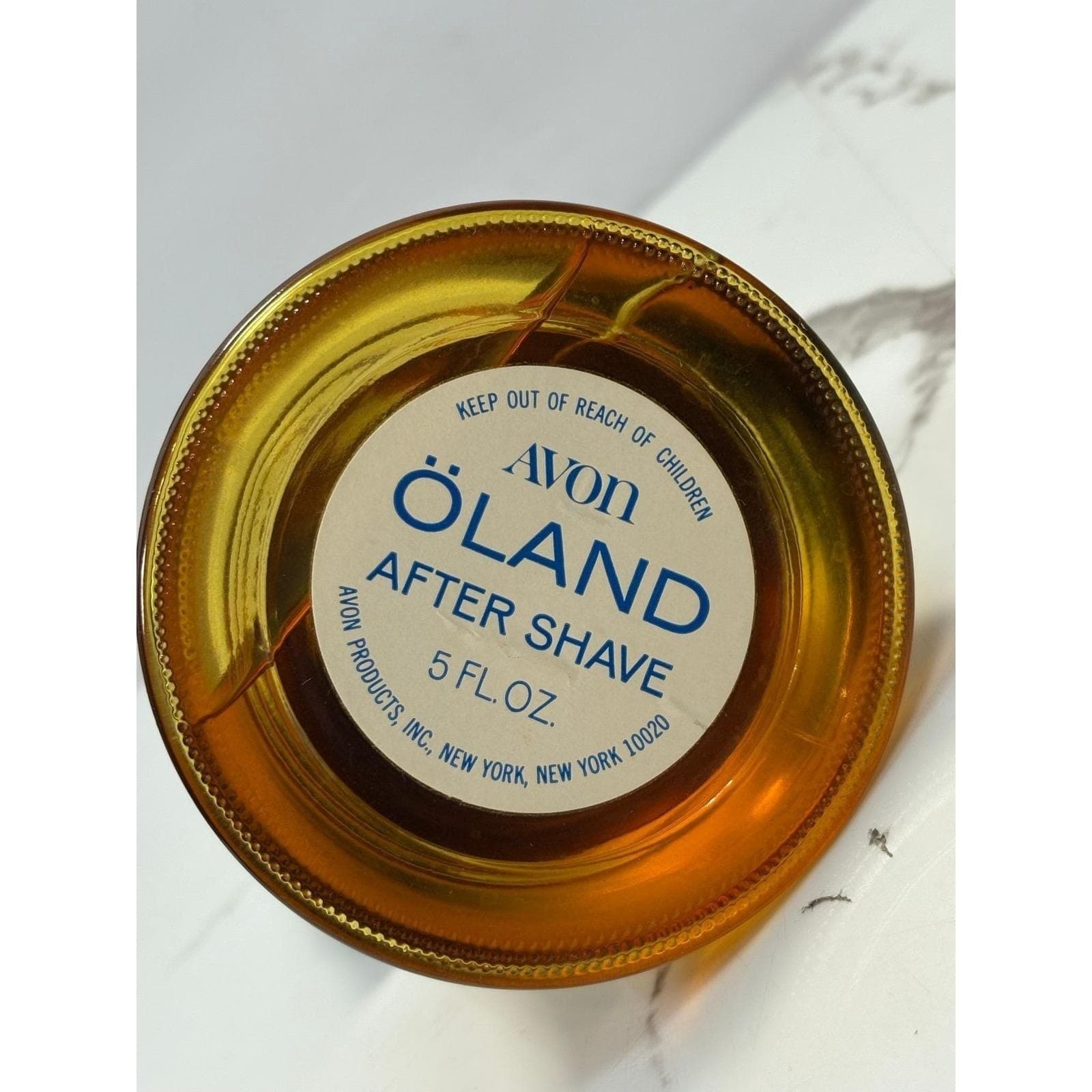 Vintage Avon Oland After Shave Liberty Bell Amber Glass Decanter 5 fl oz Bottle - Thumbnail 4