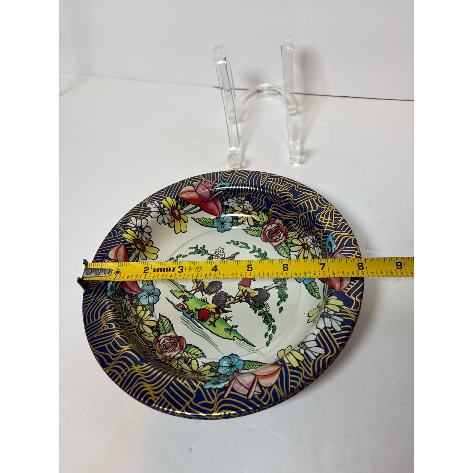Set of 4 Vintage Action Industries Brazil Tin Enamel Rooster Floral Bowls - Thumbnail 6