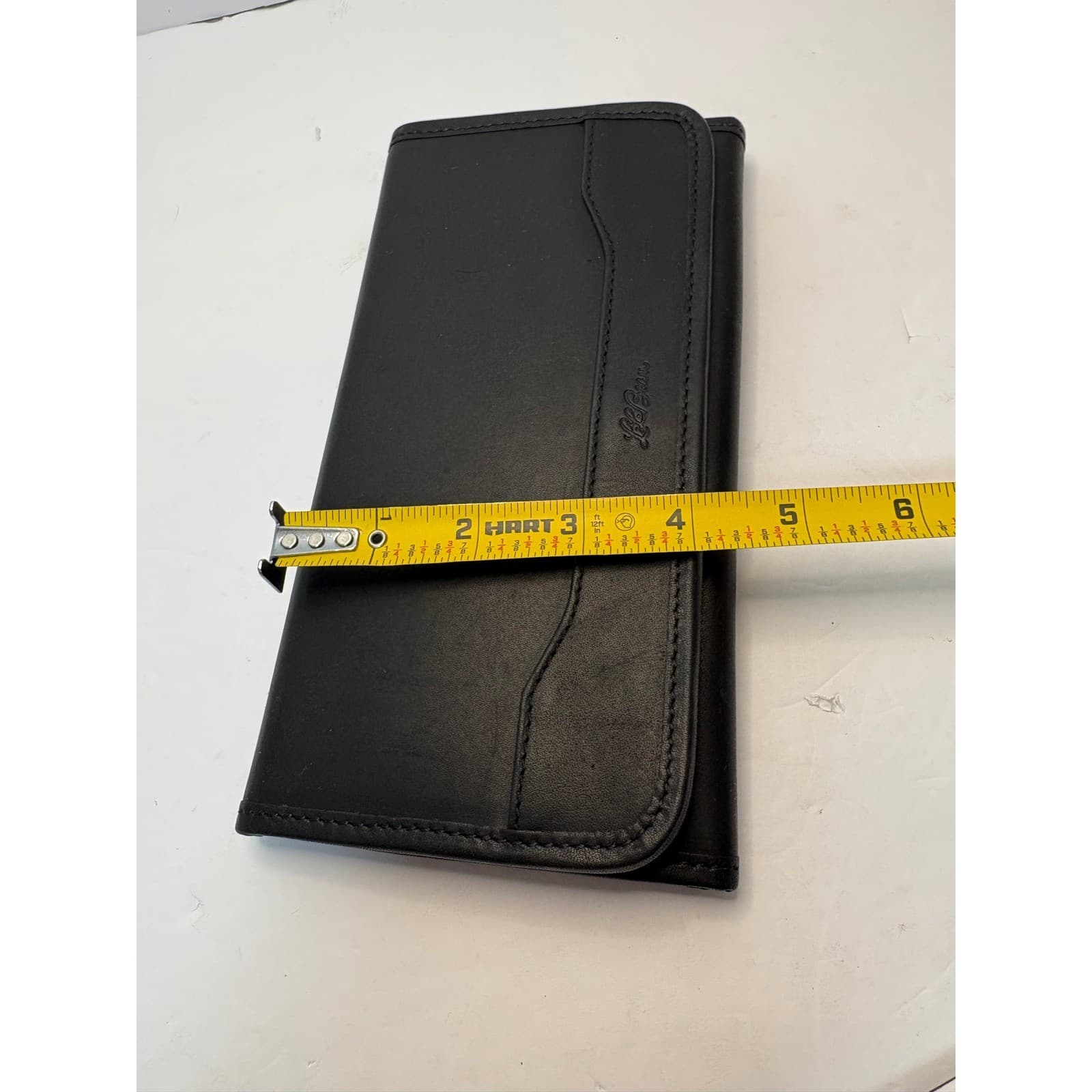 Vintage LL Bean Black Leather Trifold Checkbook Wallet Plaid Lining Mens Womens - Thumbnail 11
