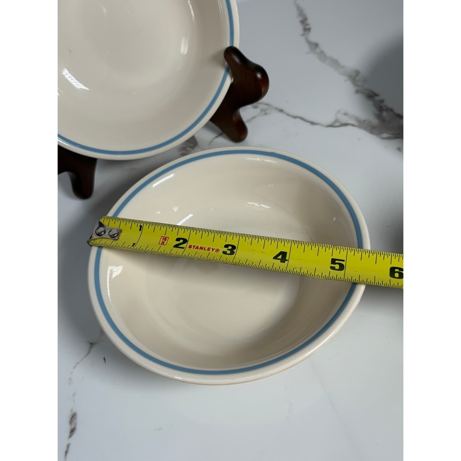 Corelle Livingware Morning Blue 6.25" Vintage Cereal Bowls Set of 6 Blue Rim - Thumbnail 4