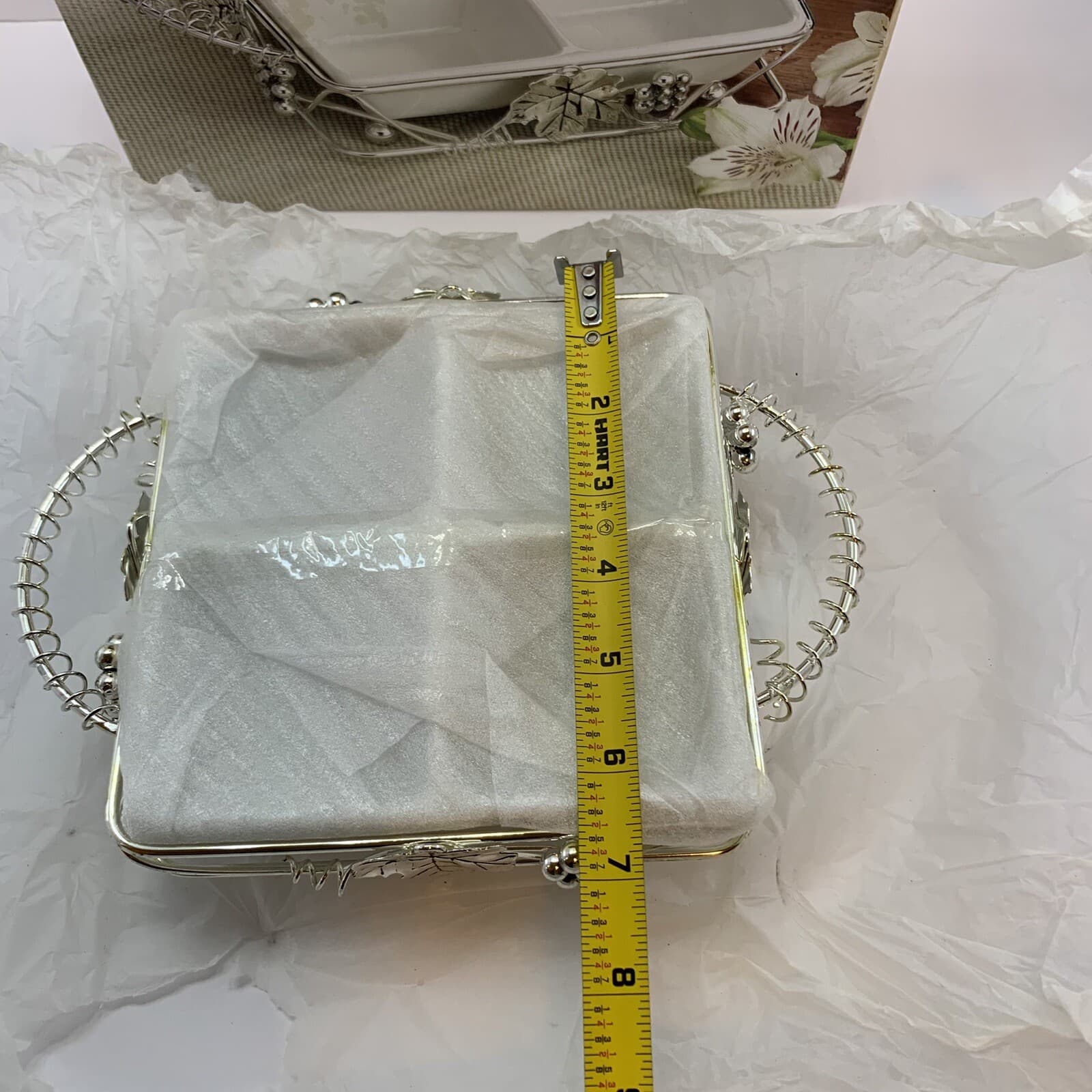 Cordon Bleu Silver Plated Grape Square Sectional Server W/Handles New Open Box - Thumbnail 5