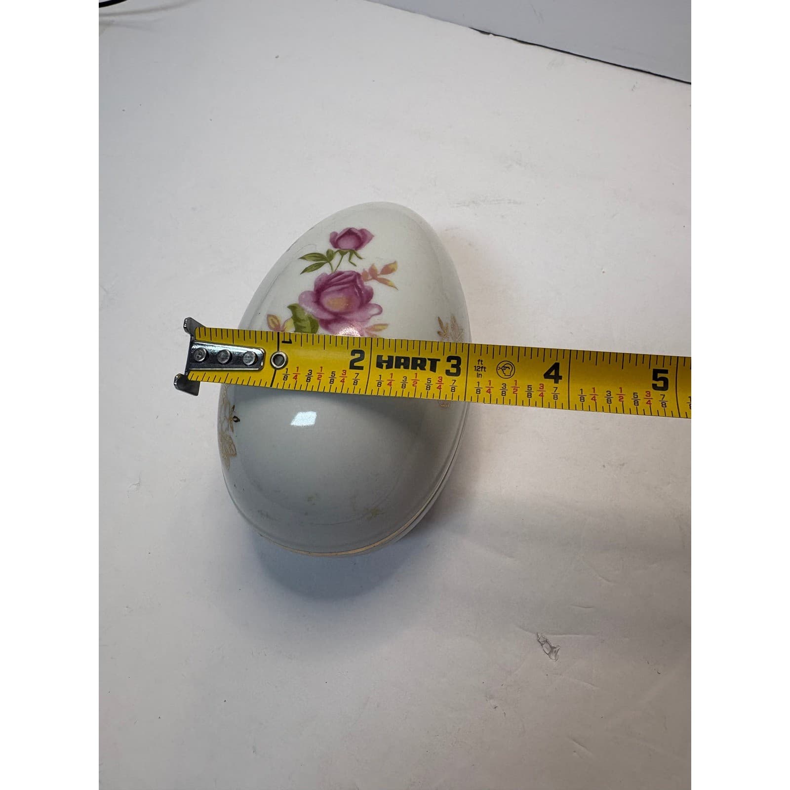 Lefton China Hand Painted Porcelain Egg Trinket Box Pink Roses Gold 2209 Vintage - Thumbnail 8