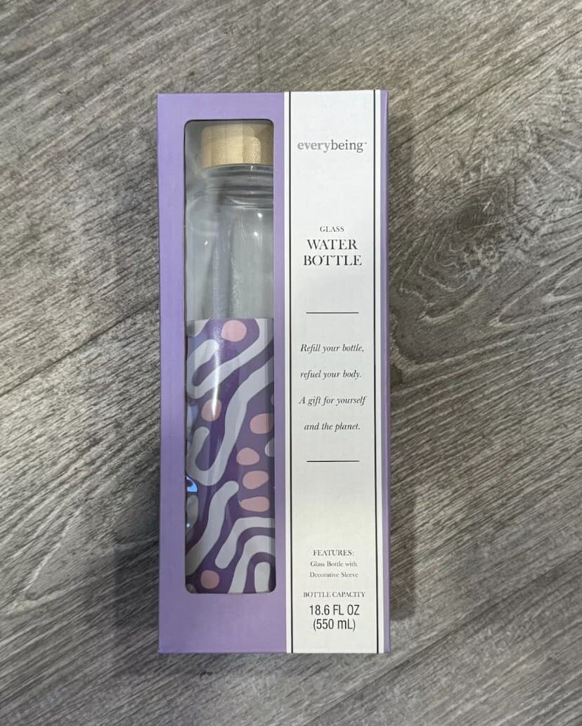 Everybeing Glass Water Bottle With Decorative Sleeve. 18.6 Fl Oz - Thumbnail 3