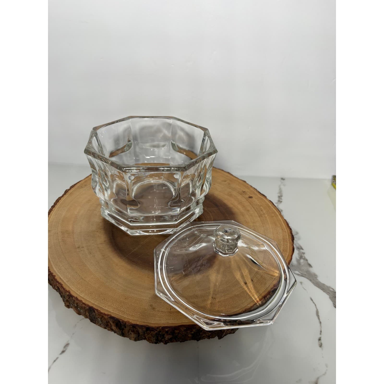 Vintage Indiana Glass Concord Lidded Candy Dish Trinket Jar Paneled Design - Thumbnail 3