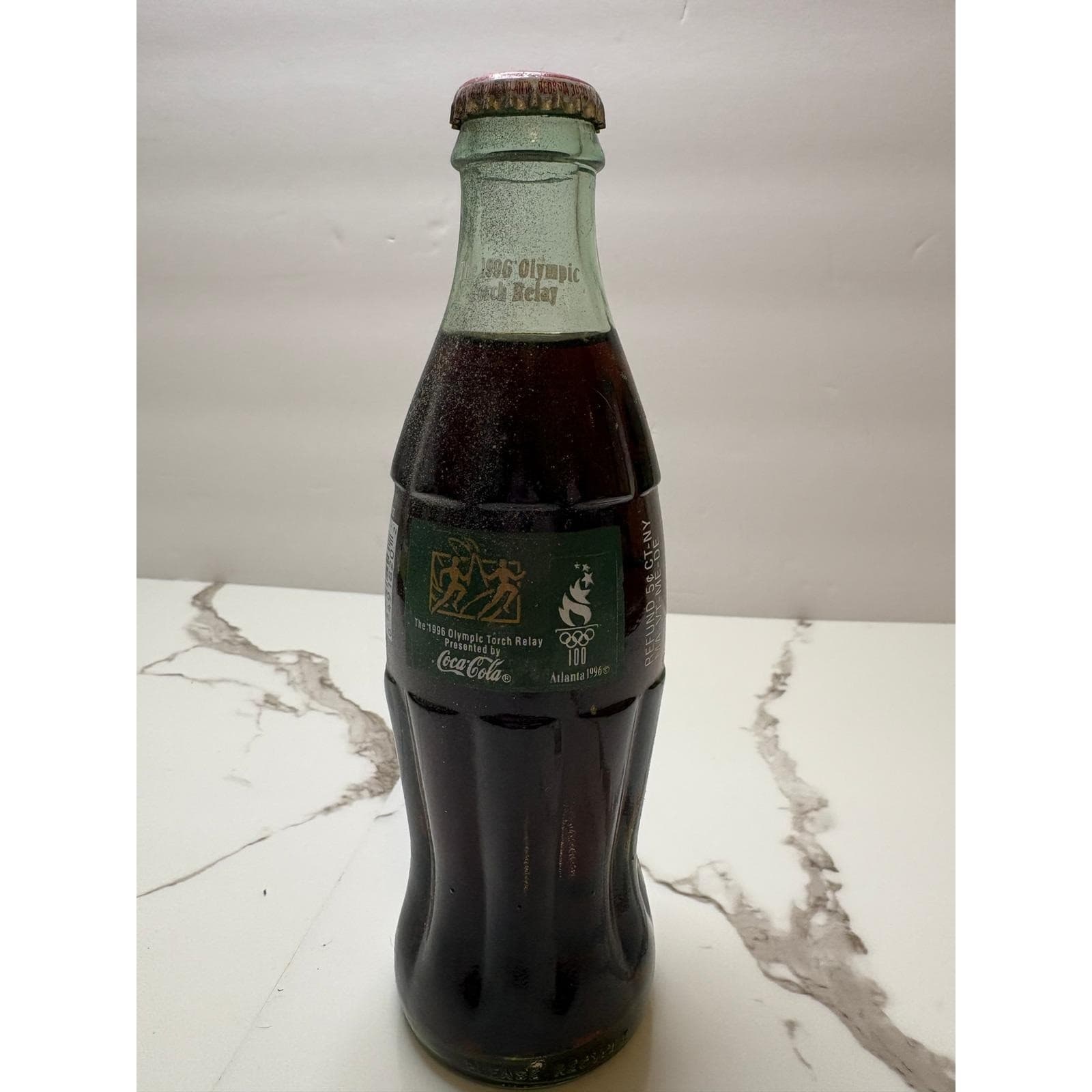 Vintage 1996 Atlanta Olympic Torch Relay Coca-Cola Classic 8oz Glass Bottle Full - Thumbnail 9