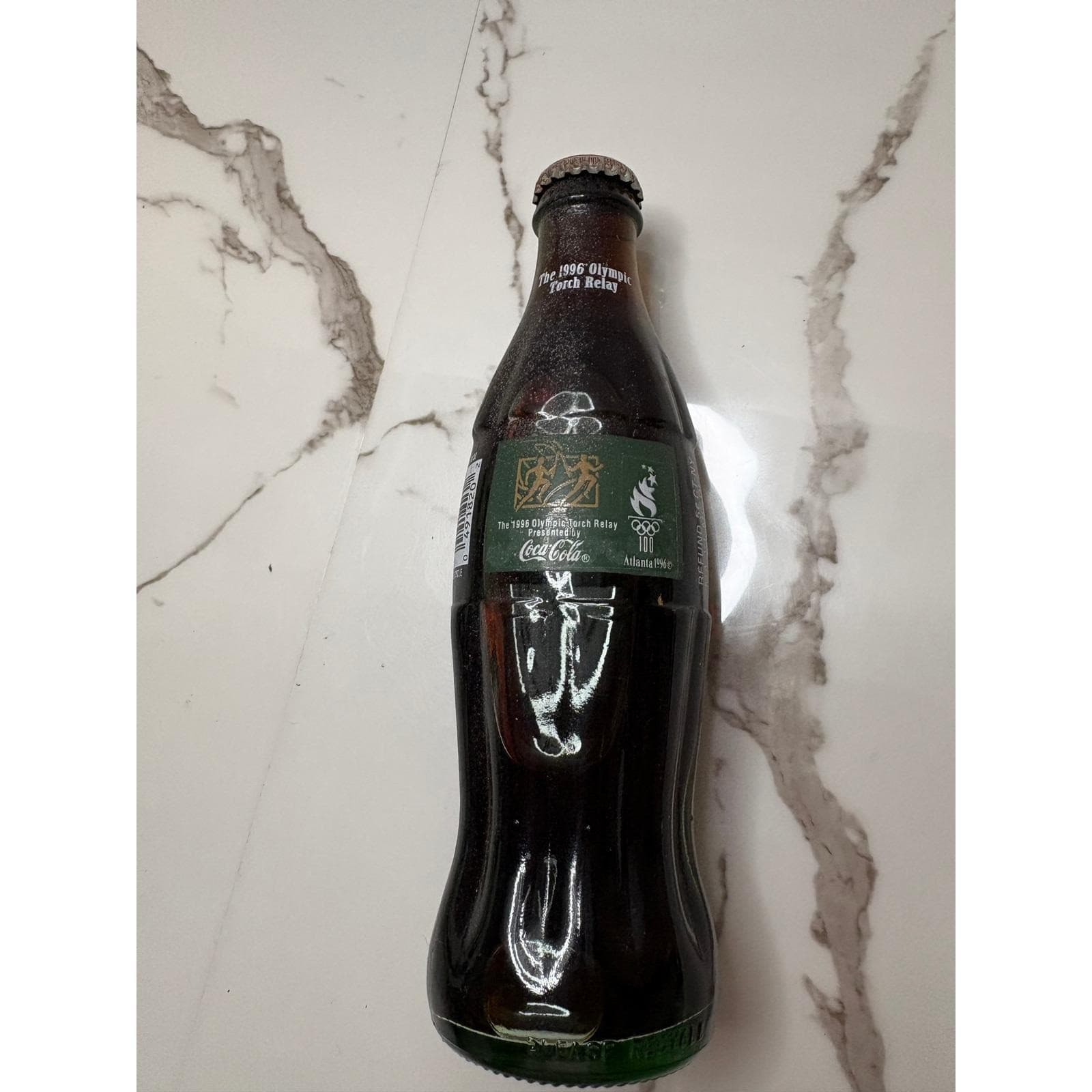 Vintage 1996 Atlanta Olympic Torch Relay Coca-Cola Classic 8oz Glass Bottle Full - Thumbnail 4