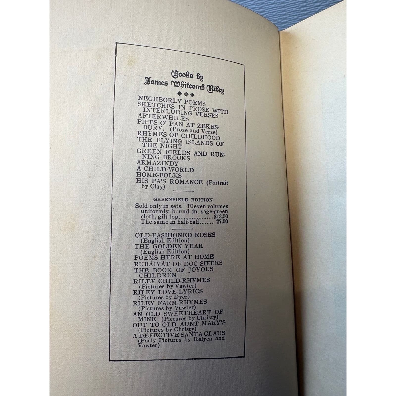 1901 Sketches in Prose James Whitcomb Riley Greenfield Edition Cloth Antique - Thumbnail 4