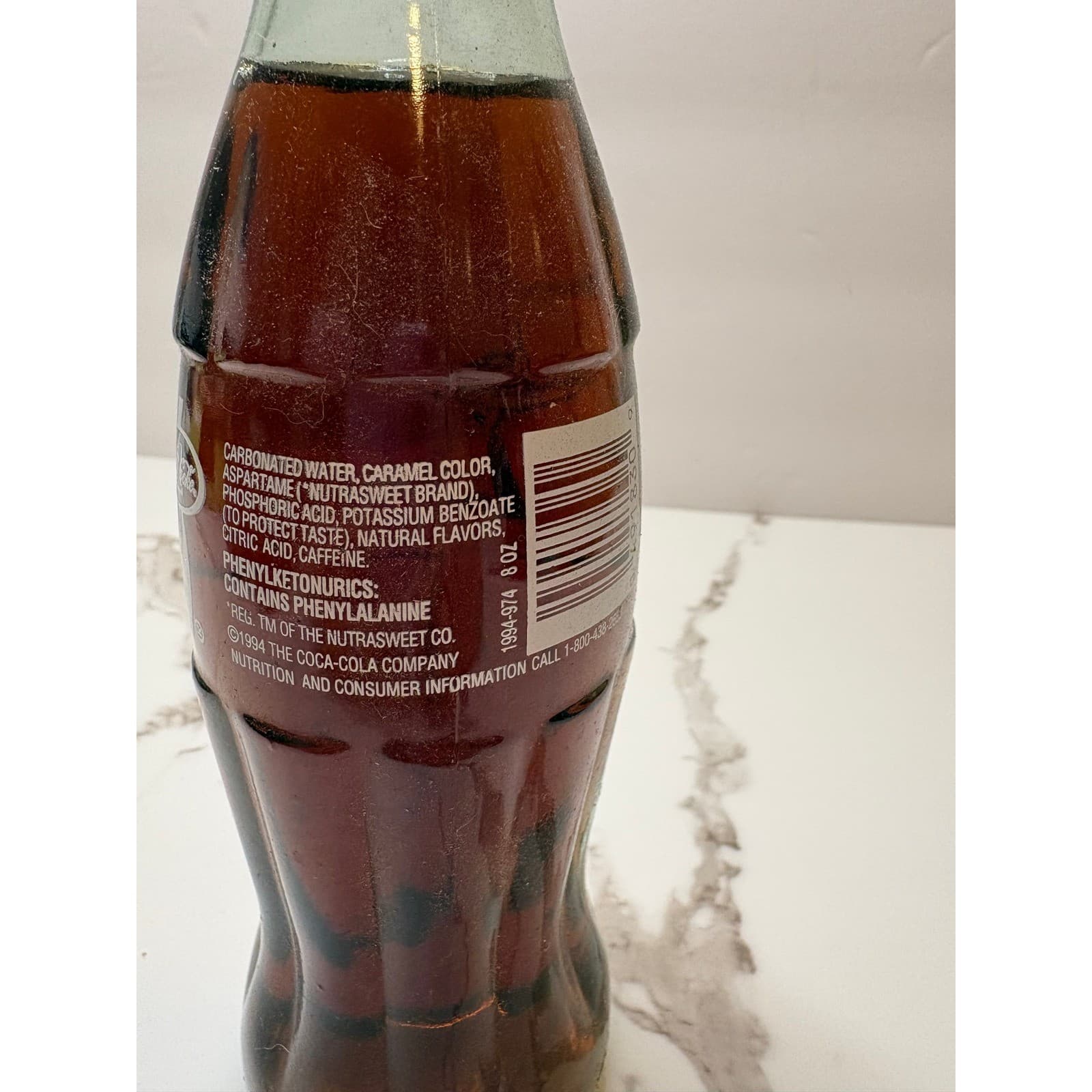 Vintage 1994 Diet Coke Glass Bottle 8oz Unopened Full Collectible Soda Prop - Thumbnail 4