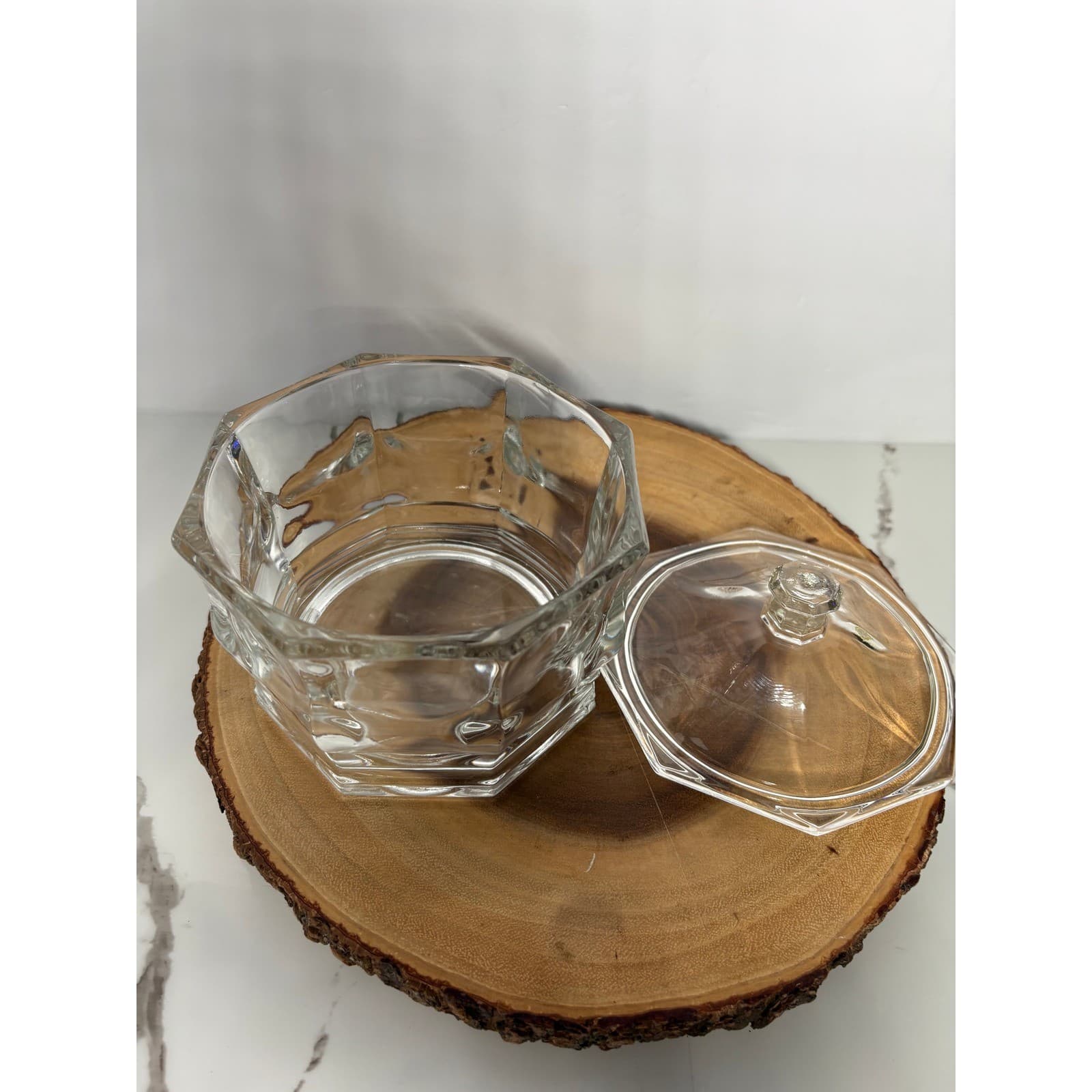 Vintage Indiana Glass Concord Lidded Candy Dish Trinket Jar Paneled Design - Thumbnail 4