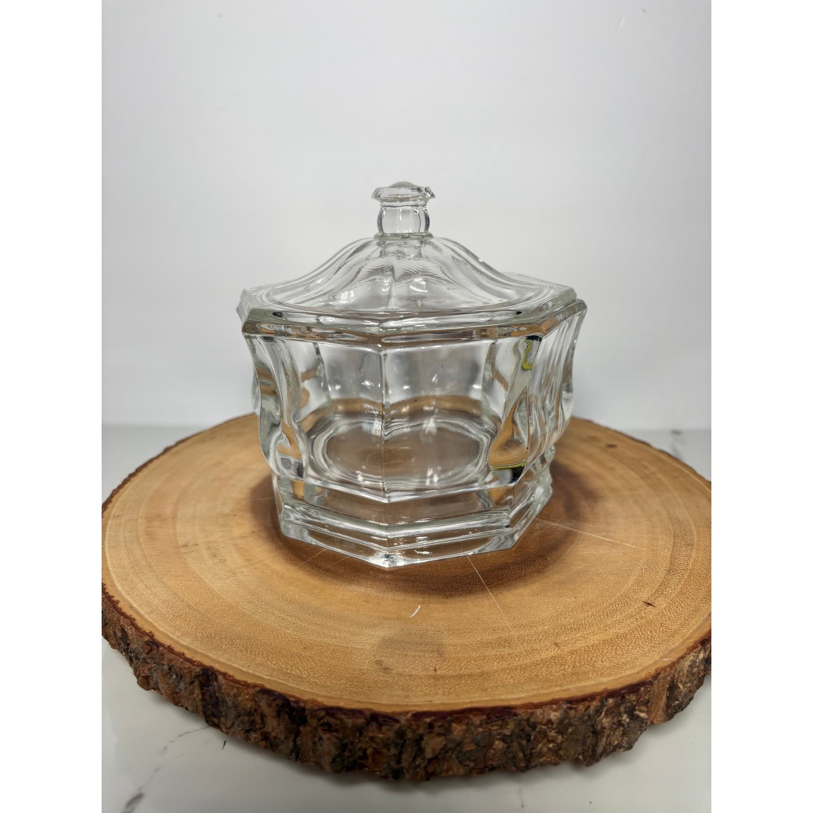 Vintage Indiana Glass Concord Lidded Candy Dish Trinket Jar Paneled Design - Thumbnail 2
