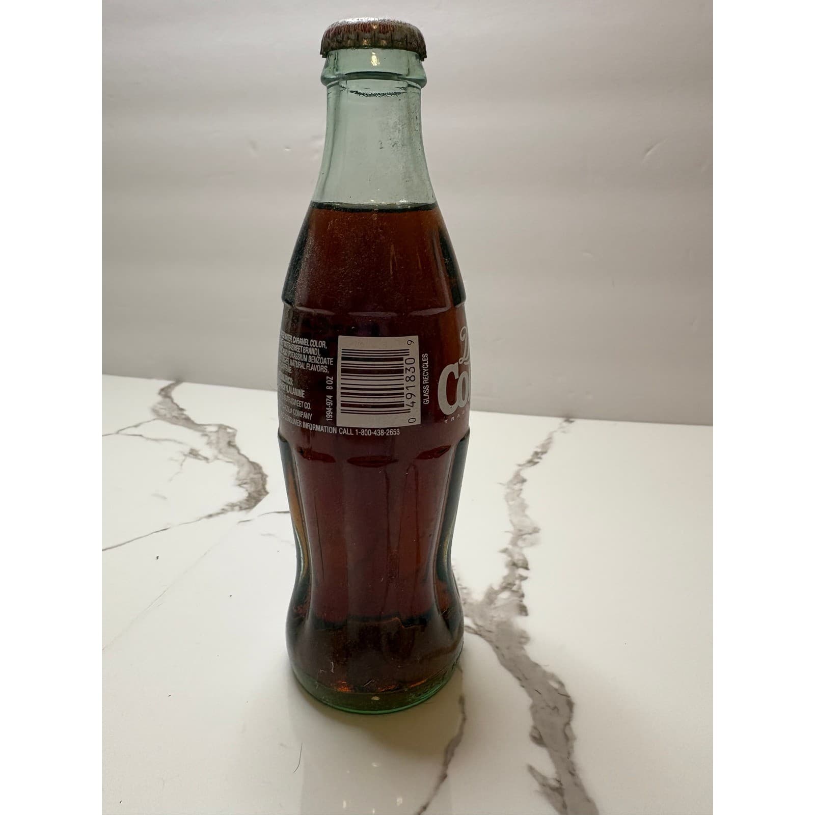 Vintage 1994 Diet Coke Glass Bottle 8oz Unopened Full Collectible Soda Prop - Thumbnail 7