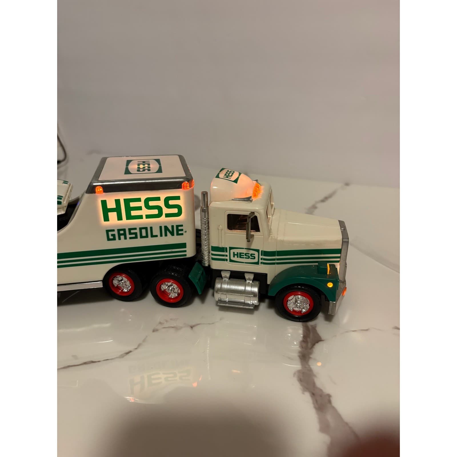 1991 Hess Toy Truck and Racer Gasoline Semi Trailer with Working Lights Vintage - Thumbnail 4