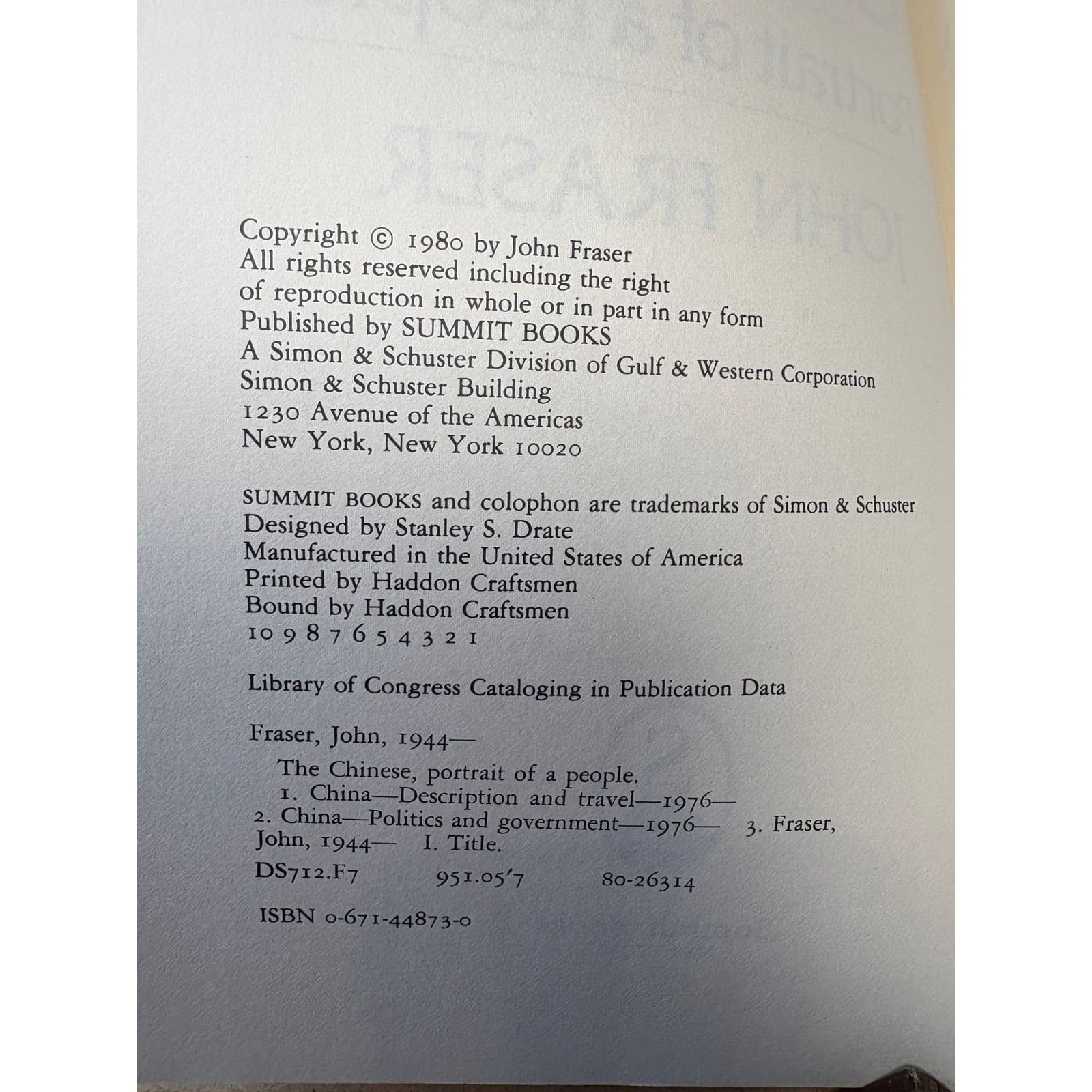 The Chinese:Portrait of a People John Fraser 1980 Hardcover Summit Books History - Thumbnail 5
