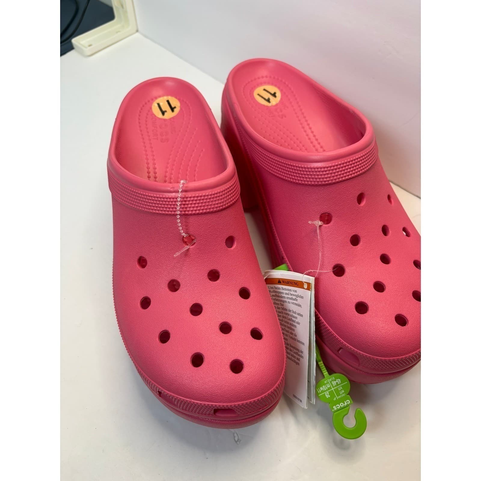 Crocs Siren Clog Juice Pink Platform High Heel Mules Mens size 11 NEW - Thumbnail 2