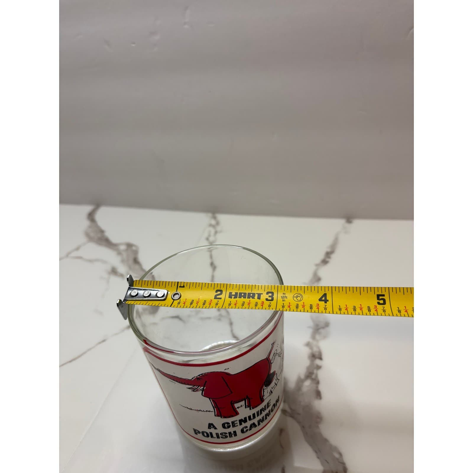 Vintage A Genuine Polish Cannon Novelty Glass Red Elephant Humorous Tumbler - Thumbnail 4