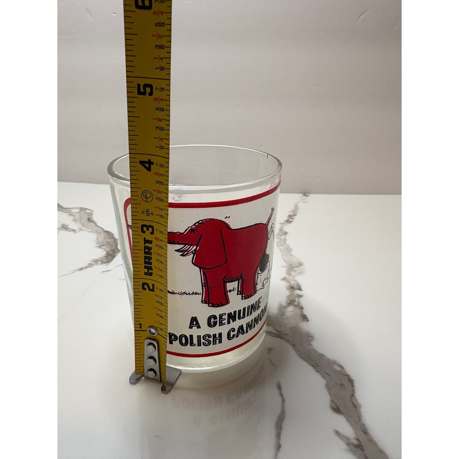 Vintage A Genuine Polish Cannon Novelty Glass Red Elephant Humorous Tumbler - Thumbnail 3