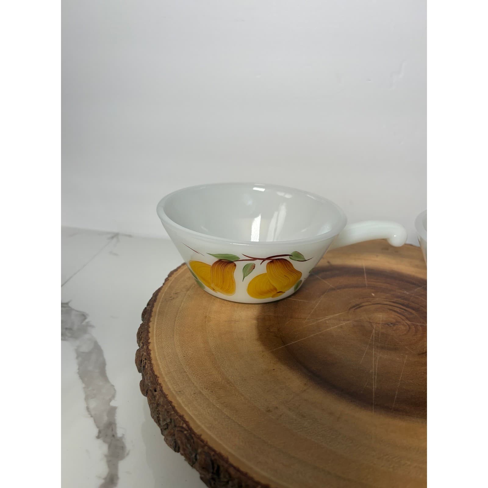 Vintage Fire-King Milk Glass Fruit Chili Bowls Set of 3 Pear Grapes Hand Painted - Thumbnail 5