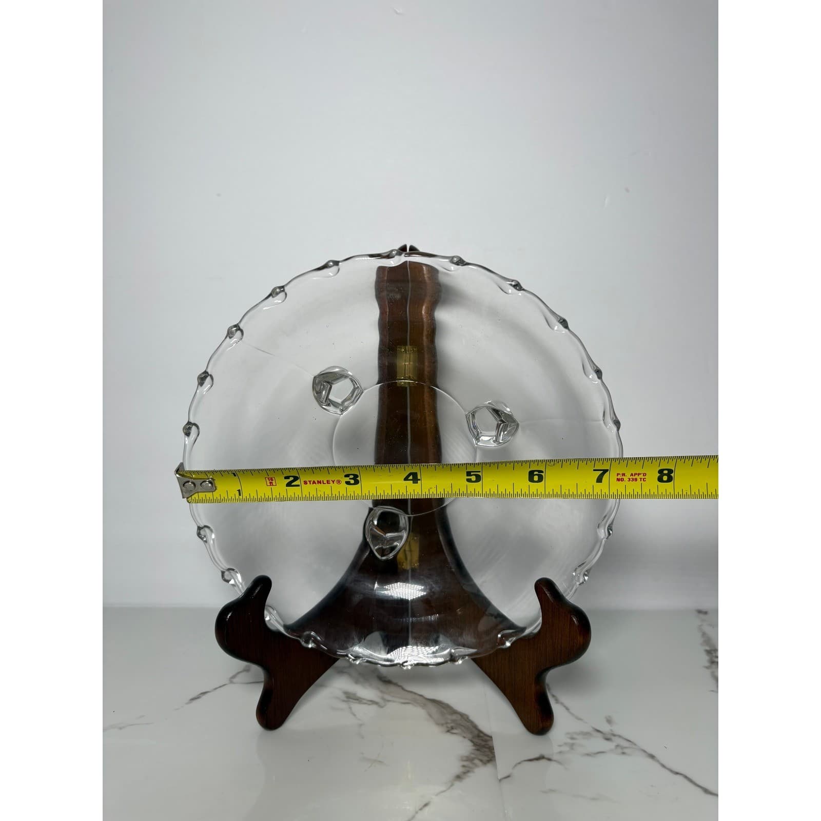 Vintage Clear Glass Footed Bowl Scalloped Edge 3-Footed Shallow Candy Dish 7.5" - Thumbnail 5