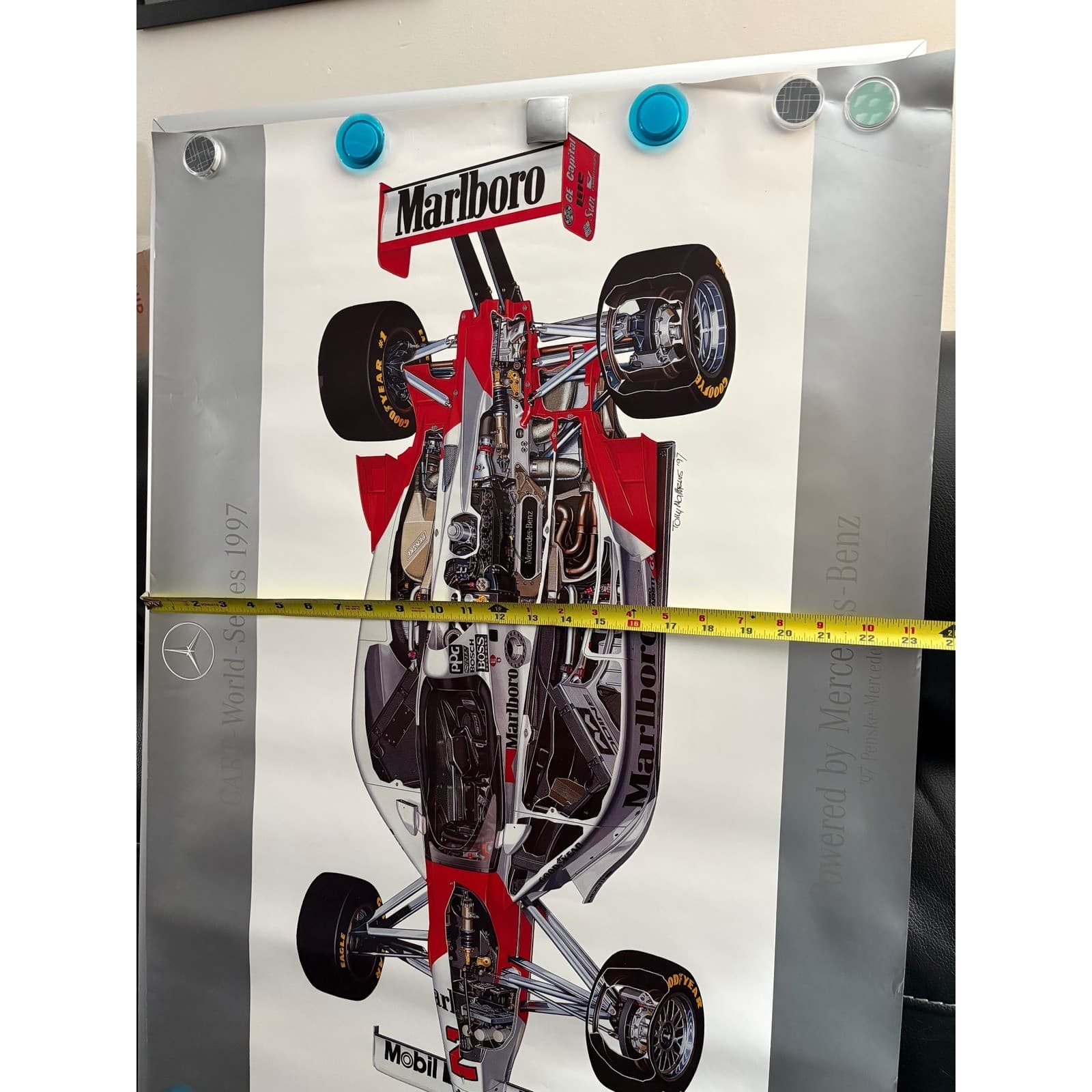 Vintage 1997 CART World Series Penske Mercedes Marlboro Cutaway Poster 23x33 - Thumbnail 6