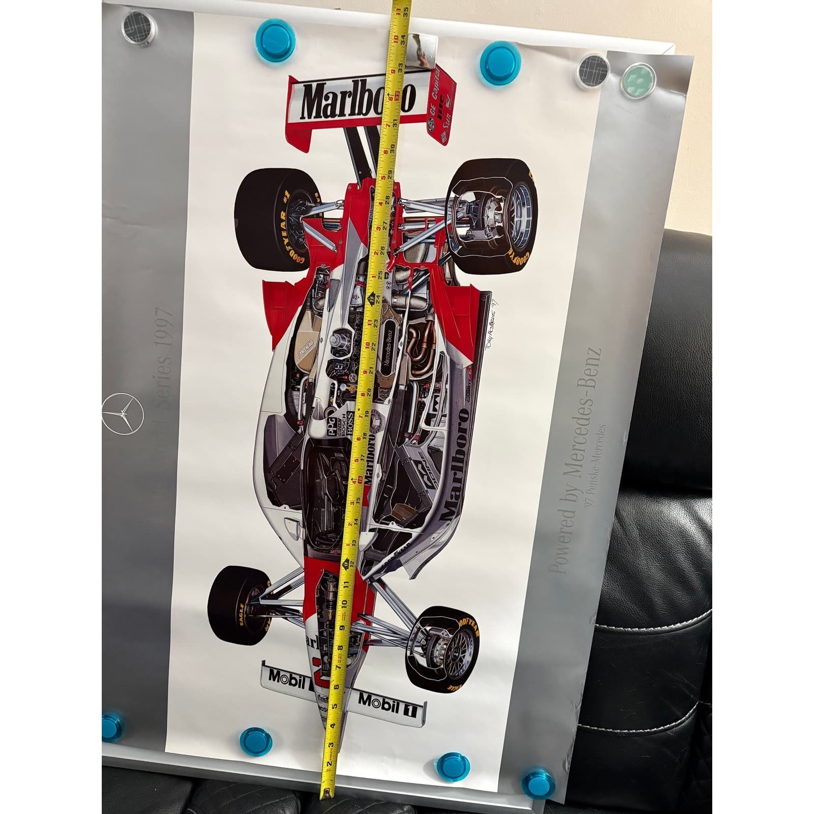 Vintage 1997 CART World Series Penske Mercedes Marlboro Cutaway Poster 23x33 - Thumbnail 7