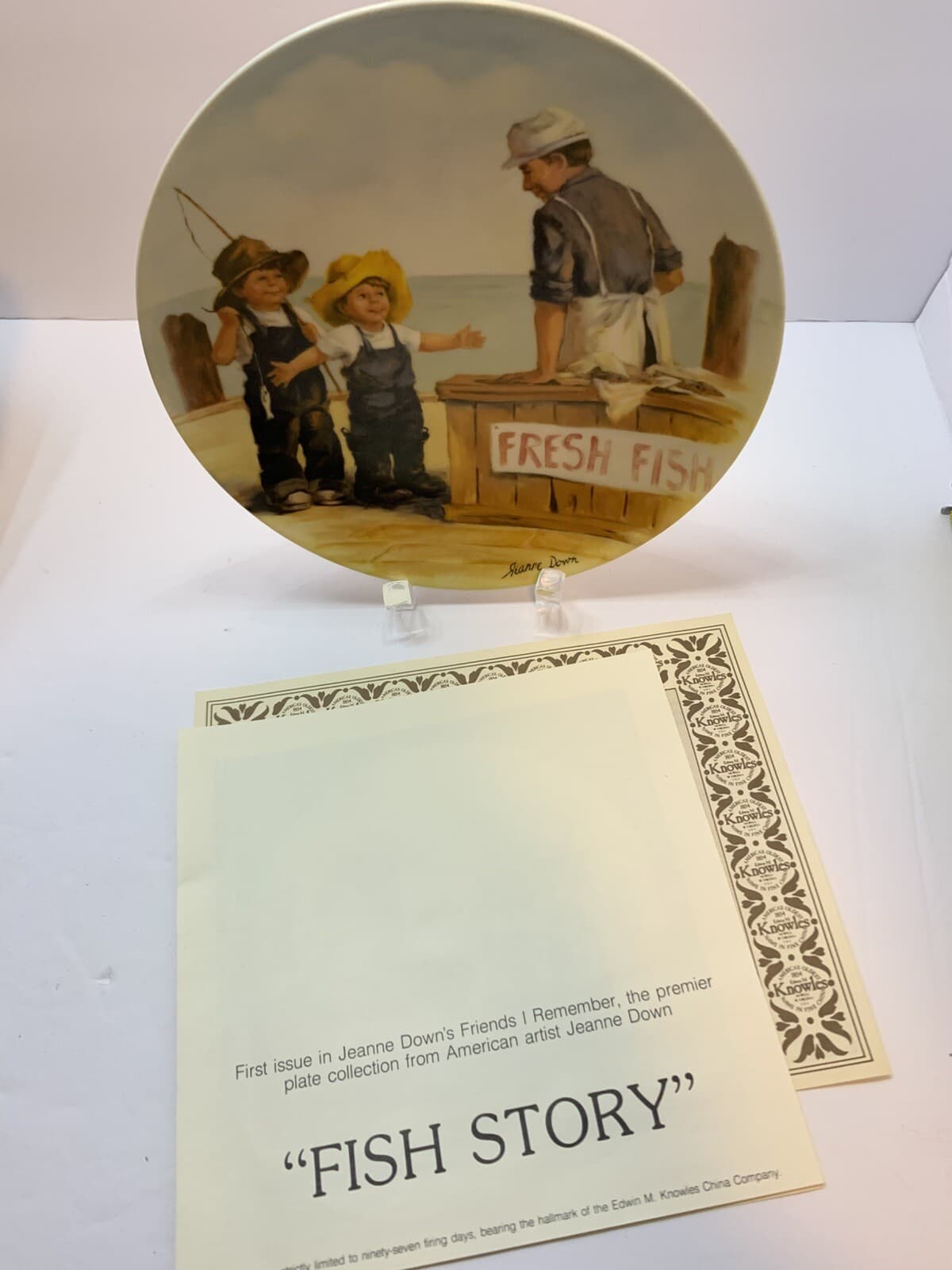 VTG Knowles 1983 "FISH STORY" 1st of 4 From Friends I Remember Series w/CoA NIB - Thumbnail 5