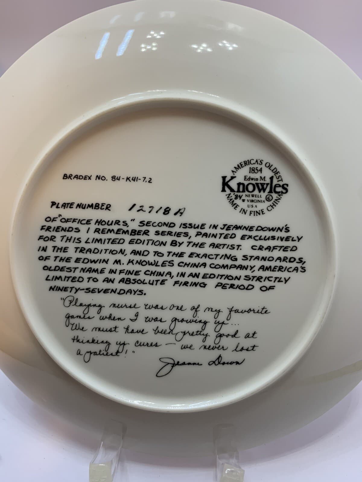 VTG Knowles 1983 "OFFICE HOURS” 2nd of 4 From Friends I Remember Series w/CoA - Thumbnail 3