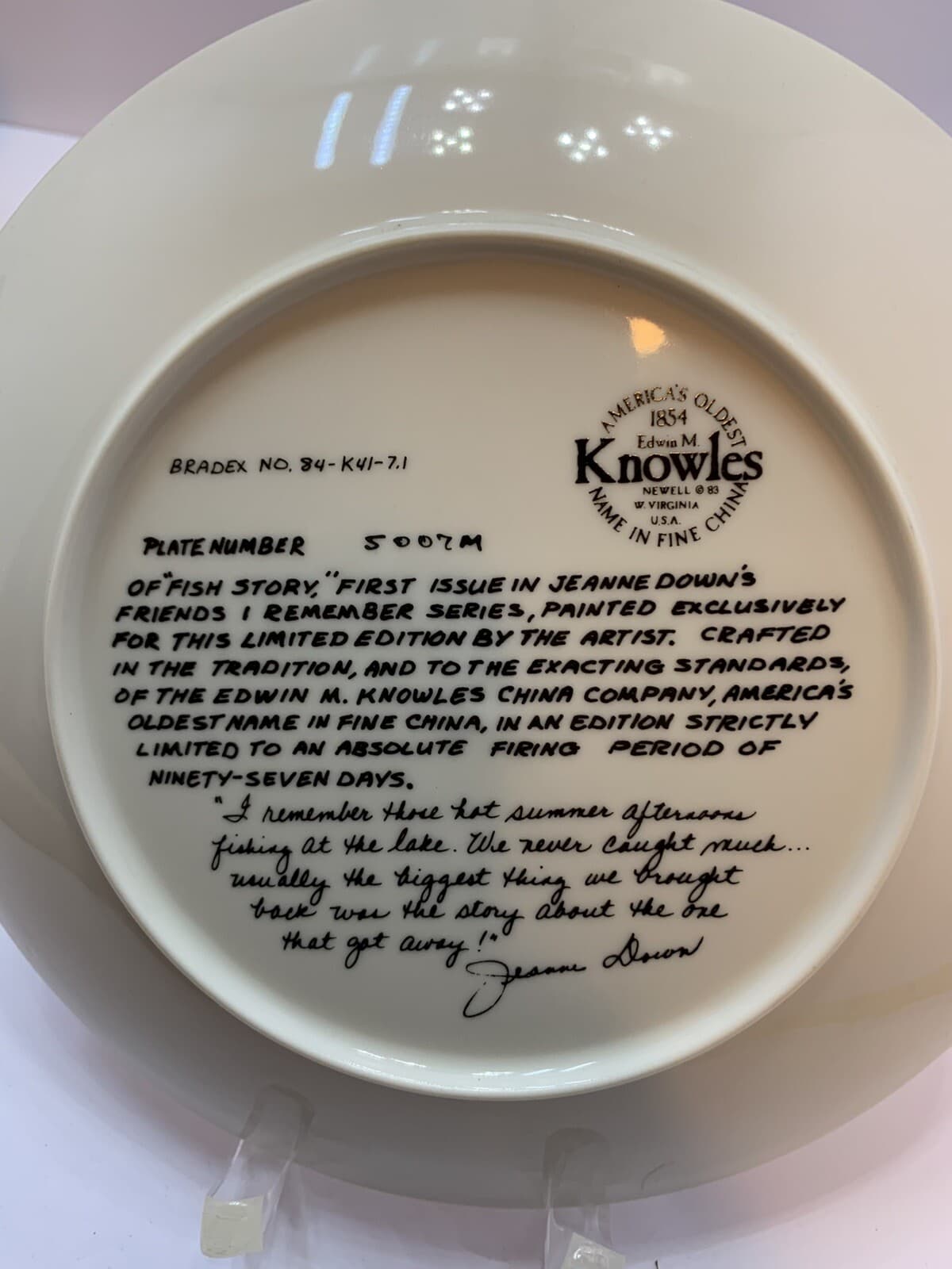 VTG Knowles 1983 "FISH STORY" 1st of 4 From Friends I Remember Series w/CoA NIB - Thumbnail 3
