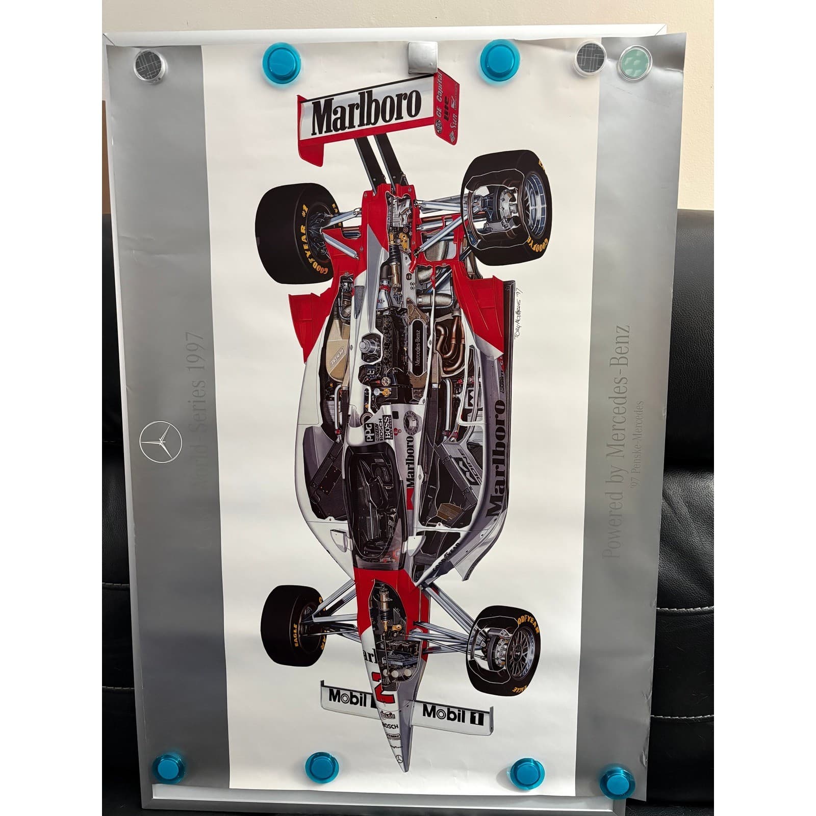 Vintage 1997 CART World Series Penske Mercedes Marlboro Cutaway Poster 23x33 - Thumbnail 2