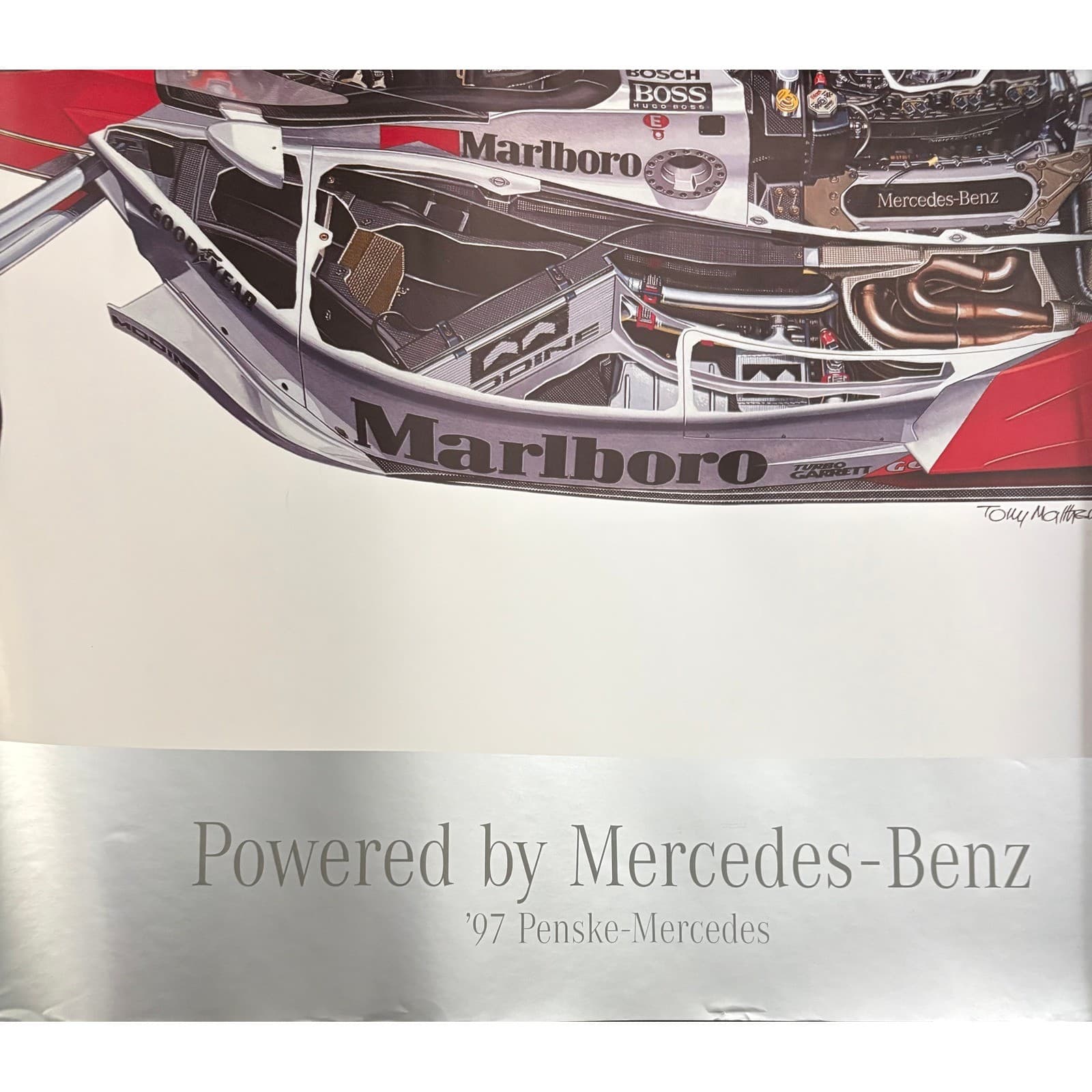 Vintage 1997 CART World Series Penske Mercedes Marlboro Cutaway Poster 23x33 - Thumbnail 5