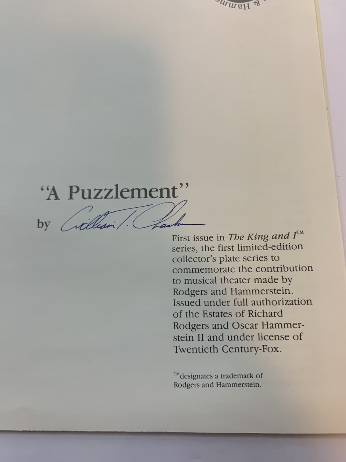 1985 VTG Collector Plate A PUZZLEMENT 1st of 4 in The King and I Serie w/CoA NIB - Thumbnail 5