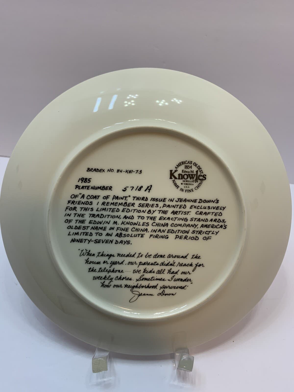 VTG Knowles 1983 "A COAT OF PAINT 3rd of 4 From Friends I Remember Series w/CoA - Thumbnail 2