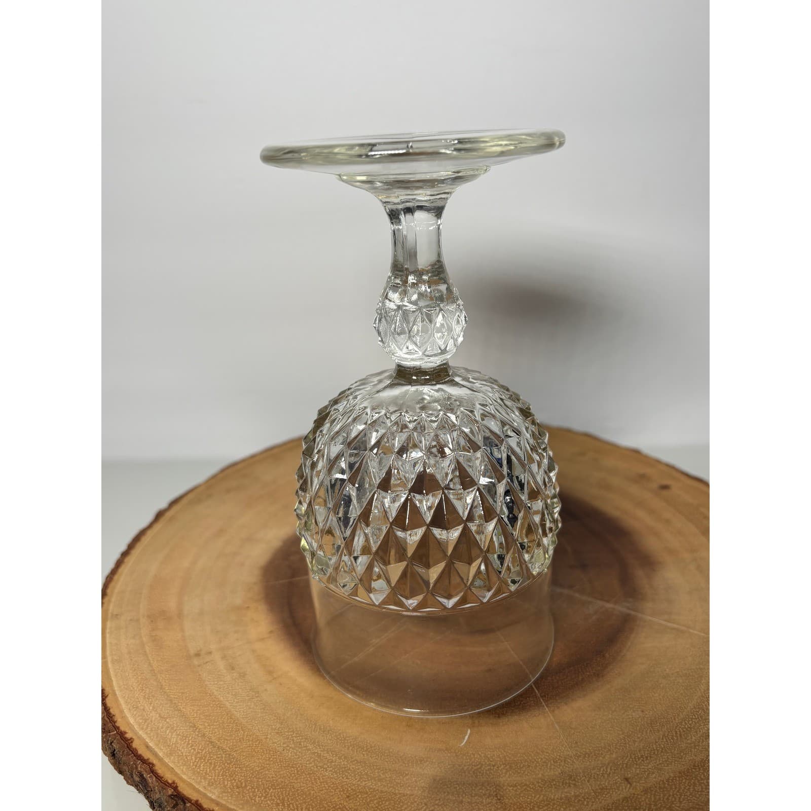 Vintage Clear Pressed Indiana Glass Diamond Point Set of 4 Water / Wine - Thumbnail 6
