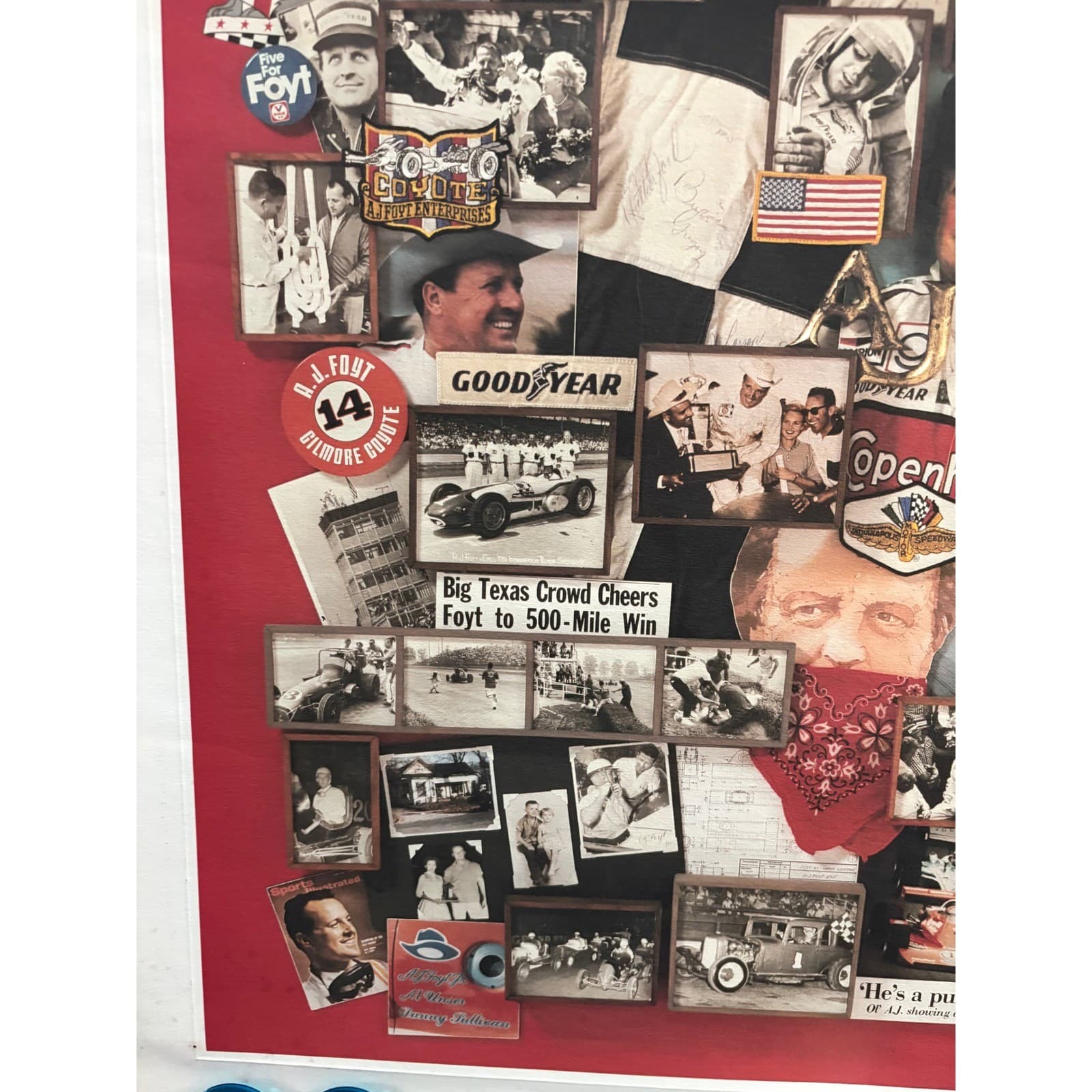 Vintage AJ Foyt 30 Years at Indy Copenhagen Racing Collage Poster 24x24 - Thumbnail 5