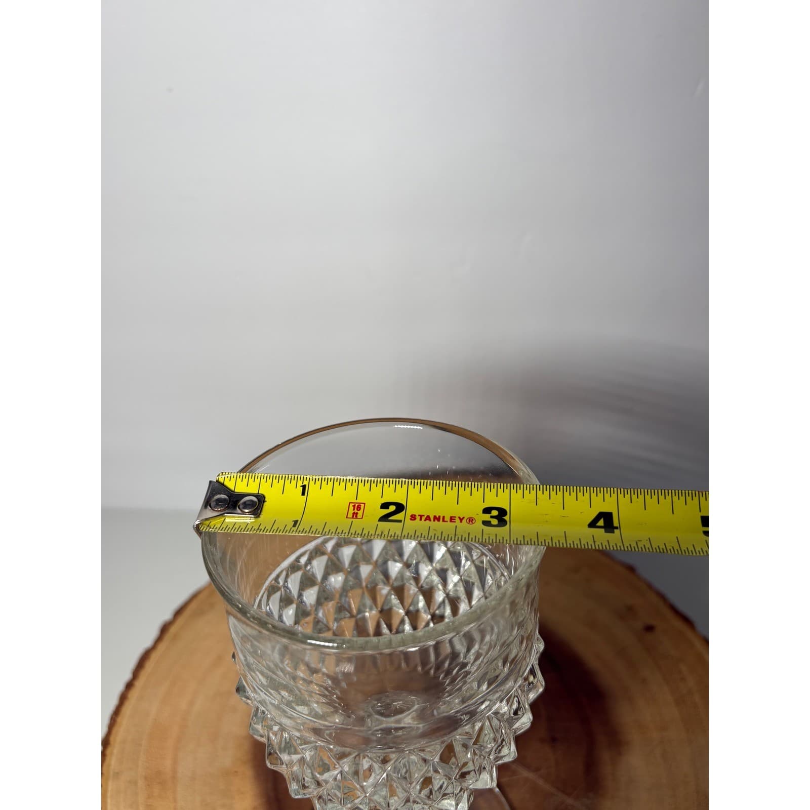 Vintage Clear Pressed Indiana Glass Diamond Point Set of 4 Water / Wine - Thumbnail 9