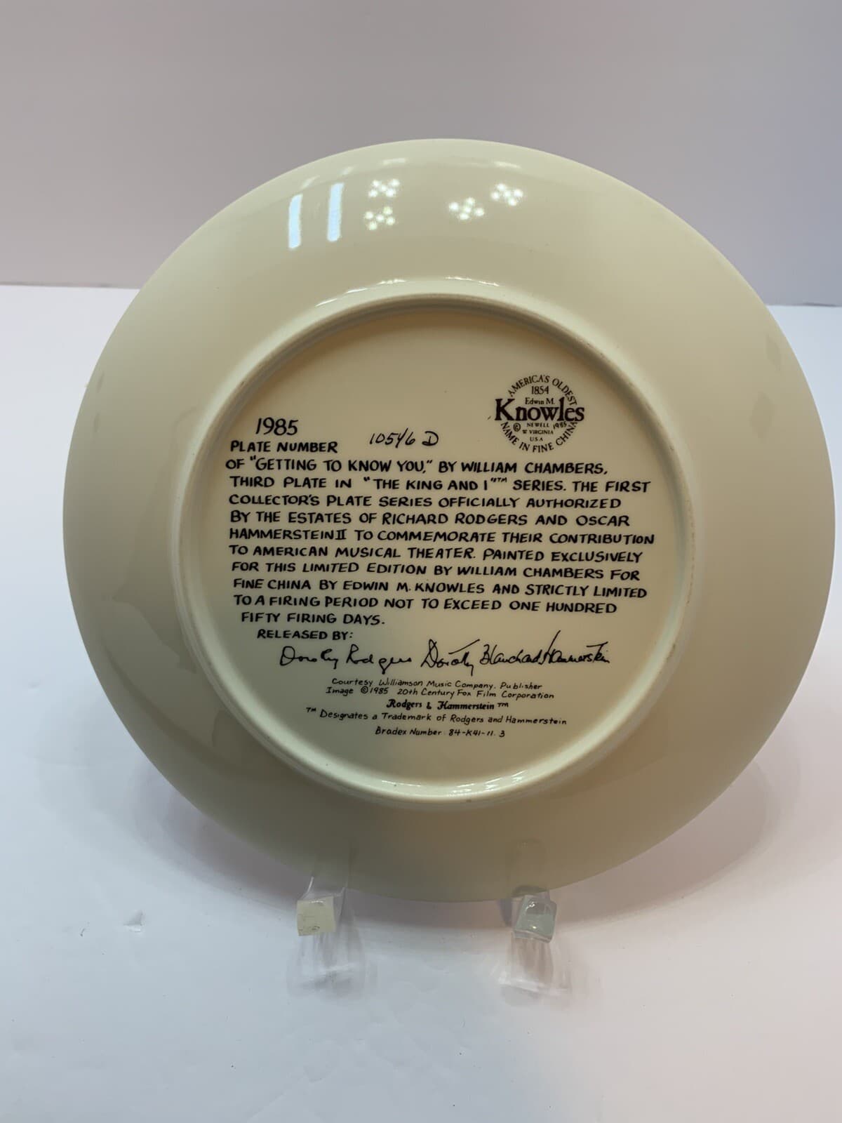 1985 Collector Plate GETTING TO KNOW YOU 3rd /4 in The King and I Series w/CoA - Thumbnail 2