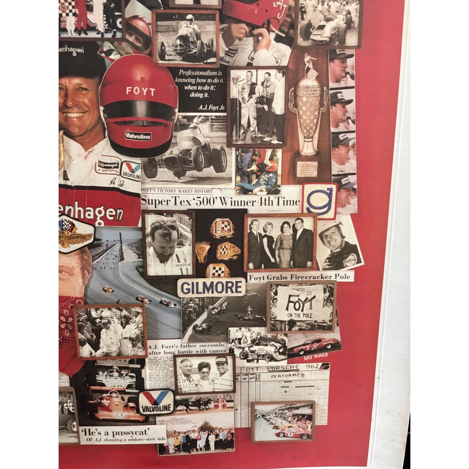 Vintage AJ Foyt 30 Years at Indy Copenhagen Racing Collage Poster 24x24 - Thumbnail 4