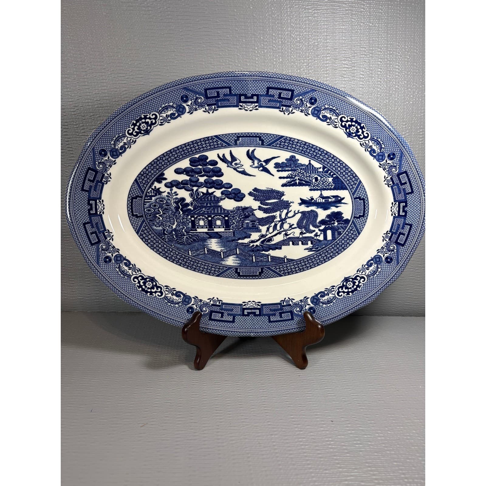 Legend British Heritage Blue Willow Oval Serving Platter Earthenware 15.5 Inch - Thumbnail 2
