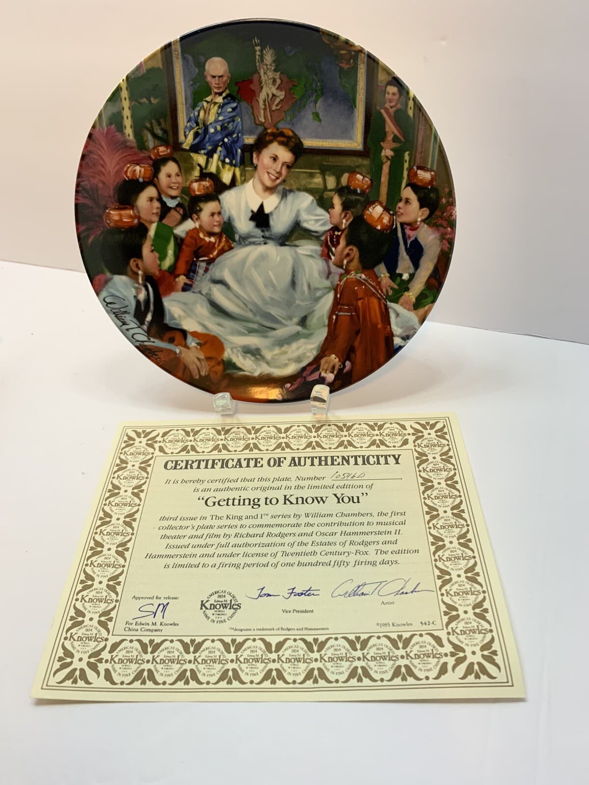 1985 Collector Plate GETTING TO KNOW YOU 3rd /4 in The King and I Series w/CoA - Thumbnail 5