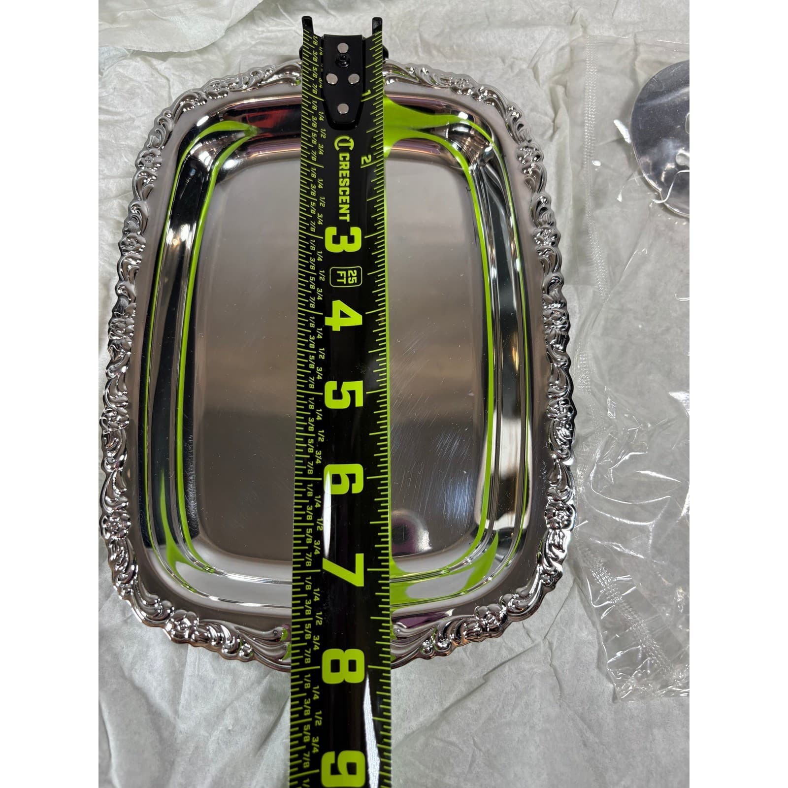 Oneida Silverplate 2-Piece Cranberry Set Ornate Tray and Pierced Serving Spoon - Thumbnail 6
