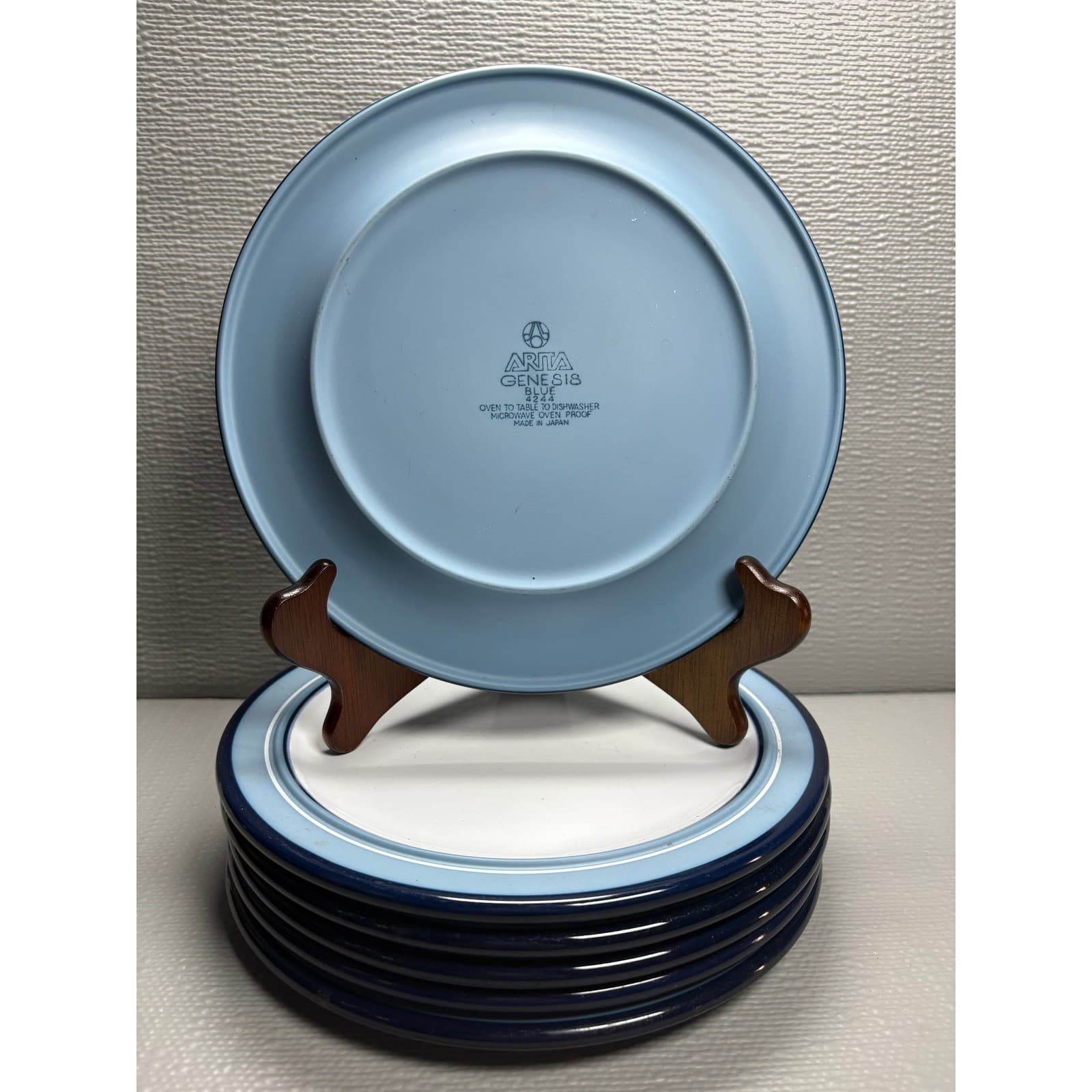 Arita Genesis Blue 4244 Salad Dessert Plates Set of 6 Japan Stoneware 8.25 Inch - Thumbnail 2