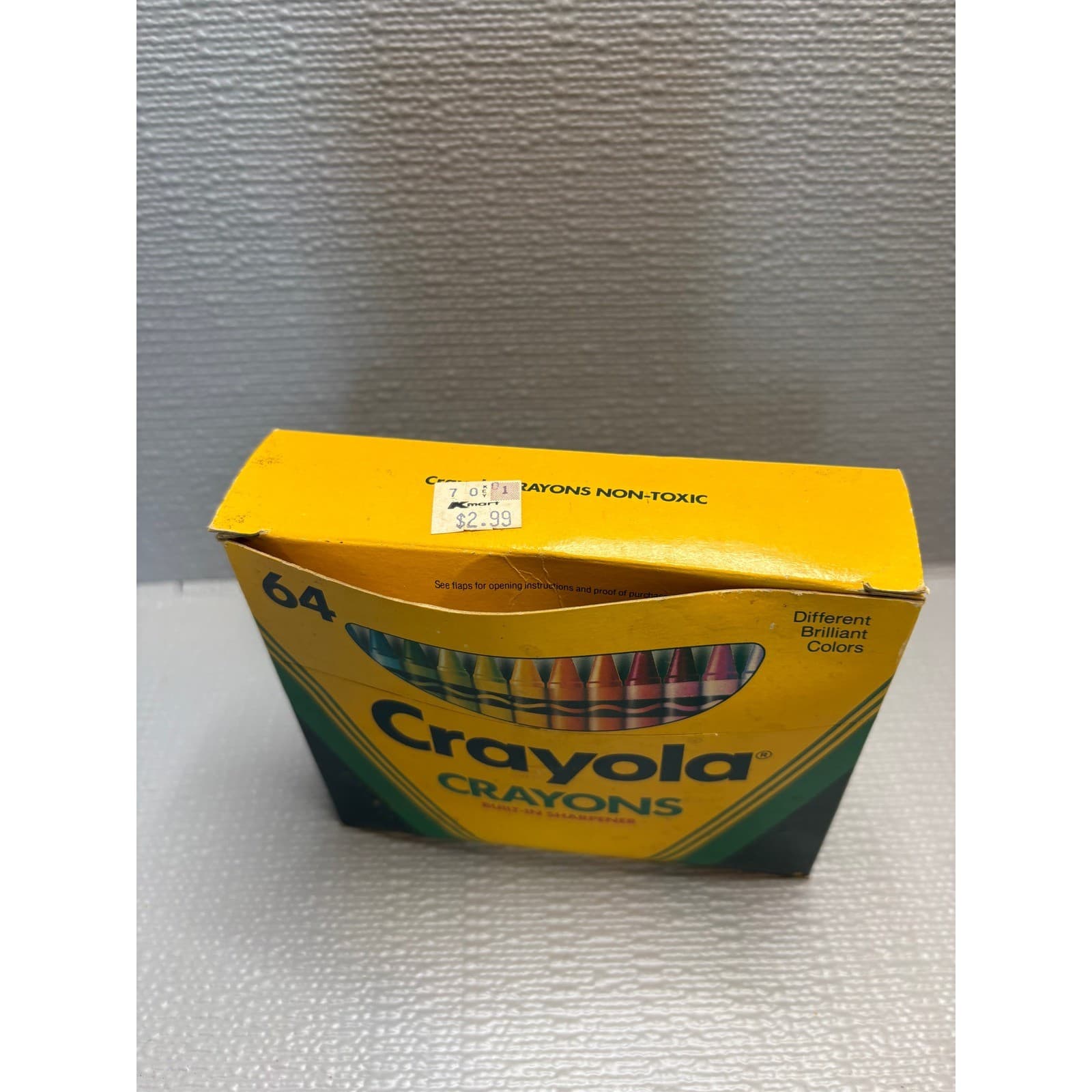 Vintage 1990 Crayola 64 Crayons Box with Built-In Sharpener Retro Art Supplies - Thumbnail 2
