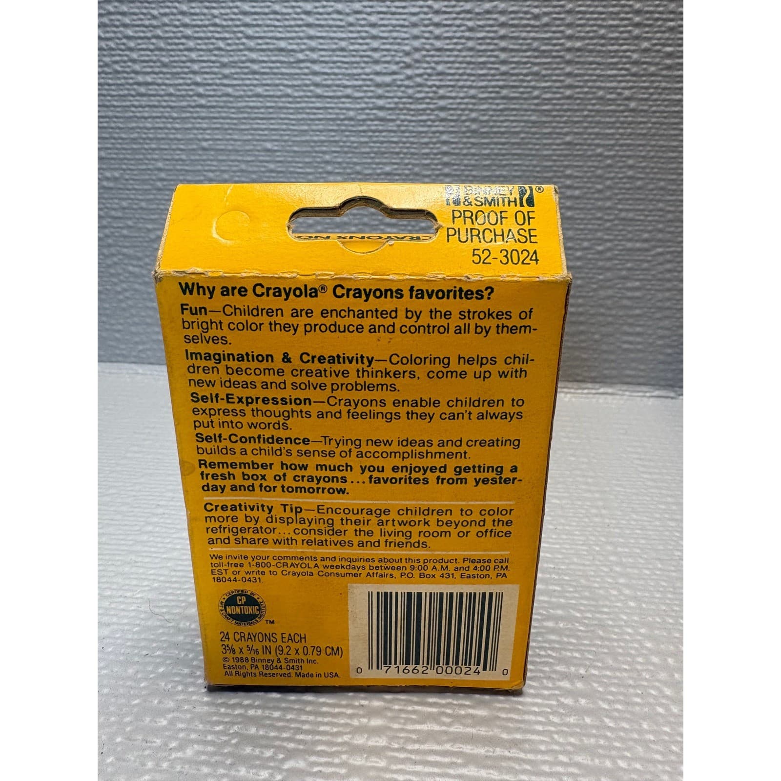 Vintage 1988 Crayola Crayons 24 Count Box Binney & Smith 52-3024 Made in USA - Thumbnail 3