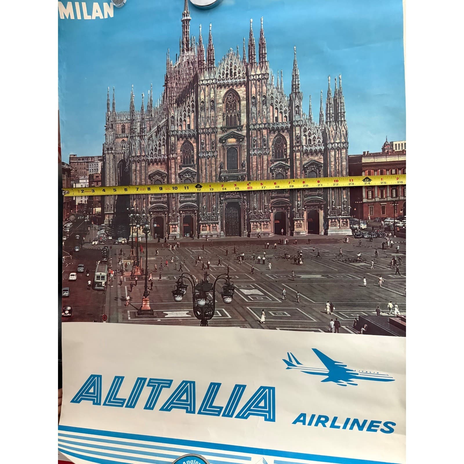 Vintage Alitalia Airlines Milan Italy Travel Poster Duomo di Milano SAIGA Italy - Thumbnail 7