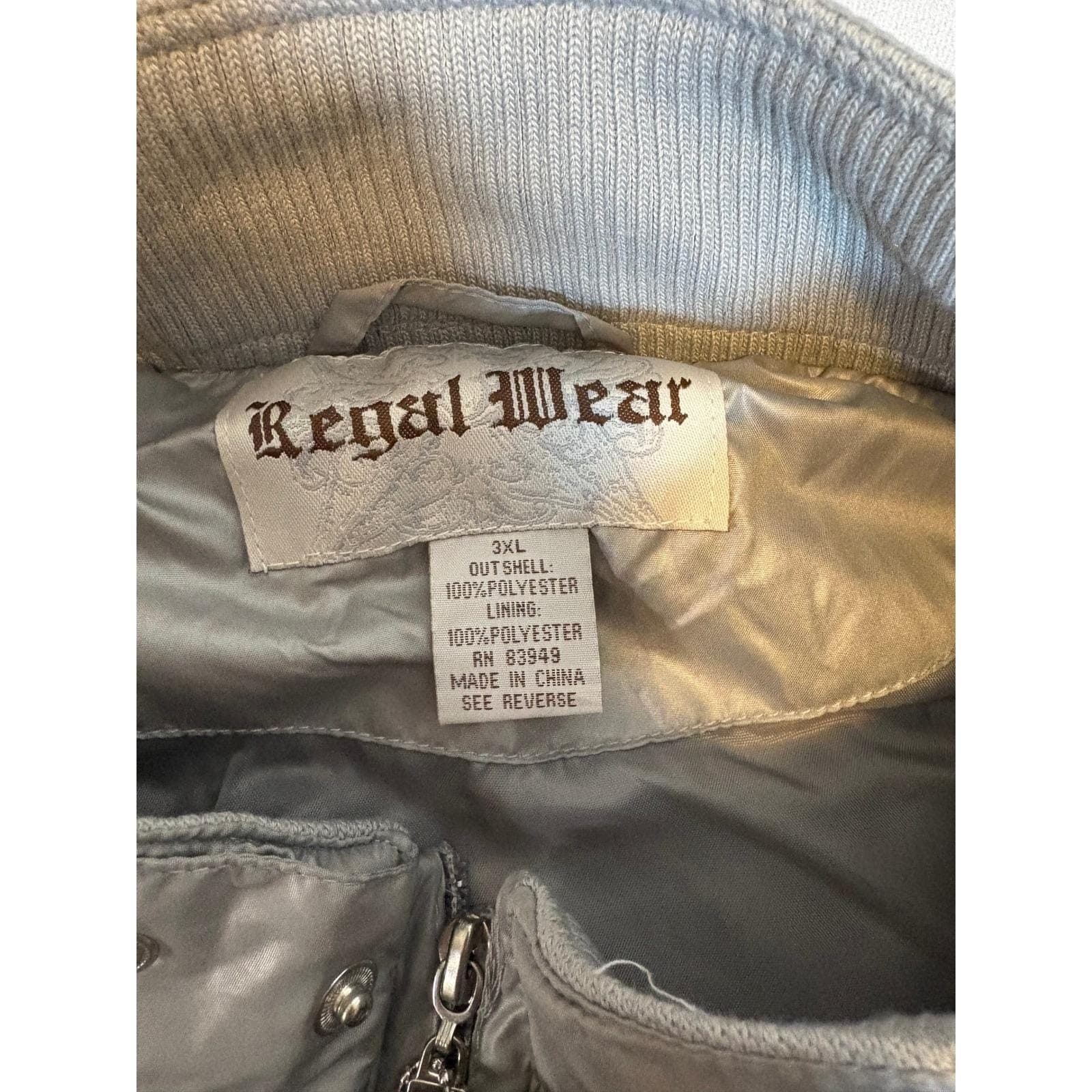 Regal Wear Mens Bomber Jacket Silver Grey Metallic Zip Up 3XL NEW With tags - Thumbnail 3