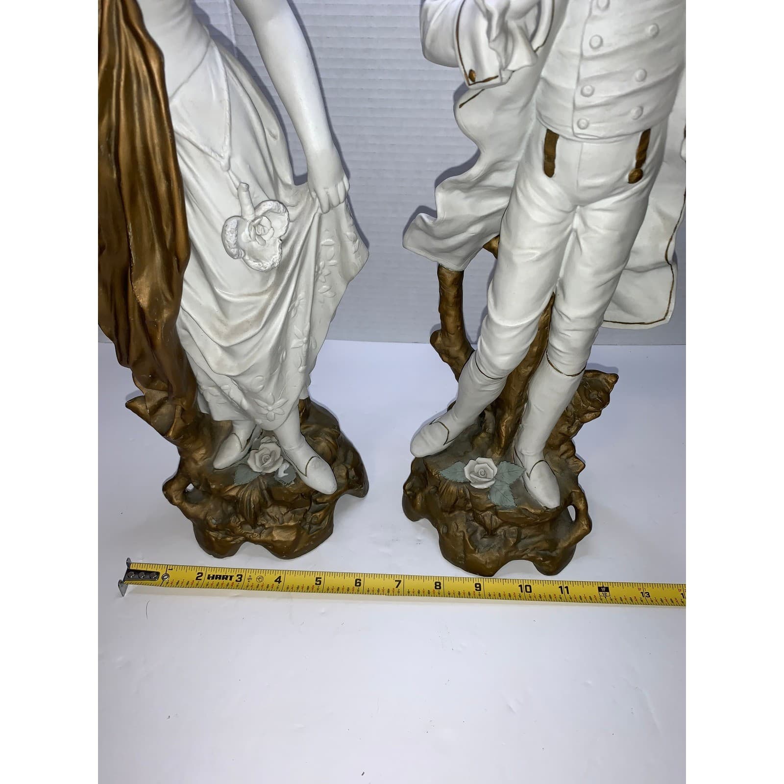 Vintage German Porcelain Figurine Pair White 18th Century Style Statues - Thumbnail 11