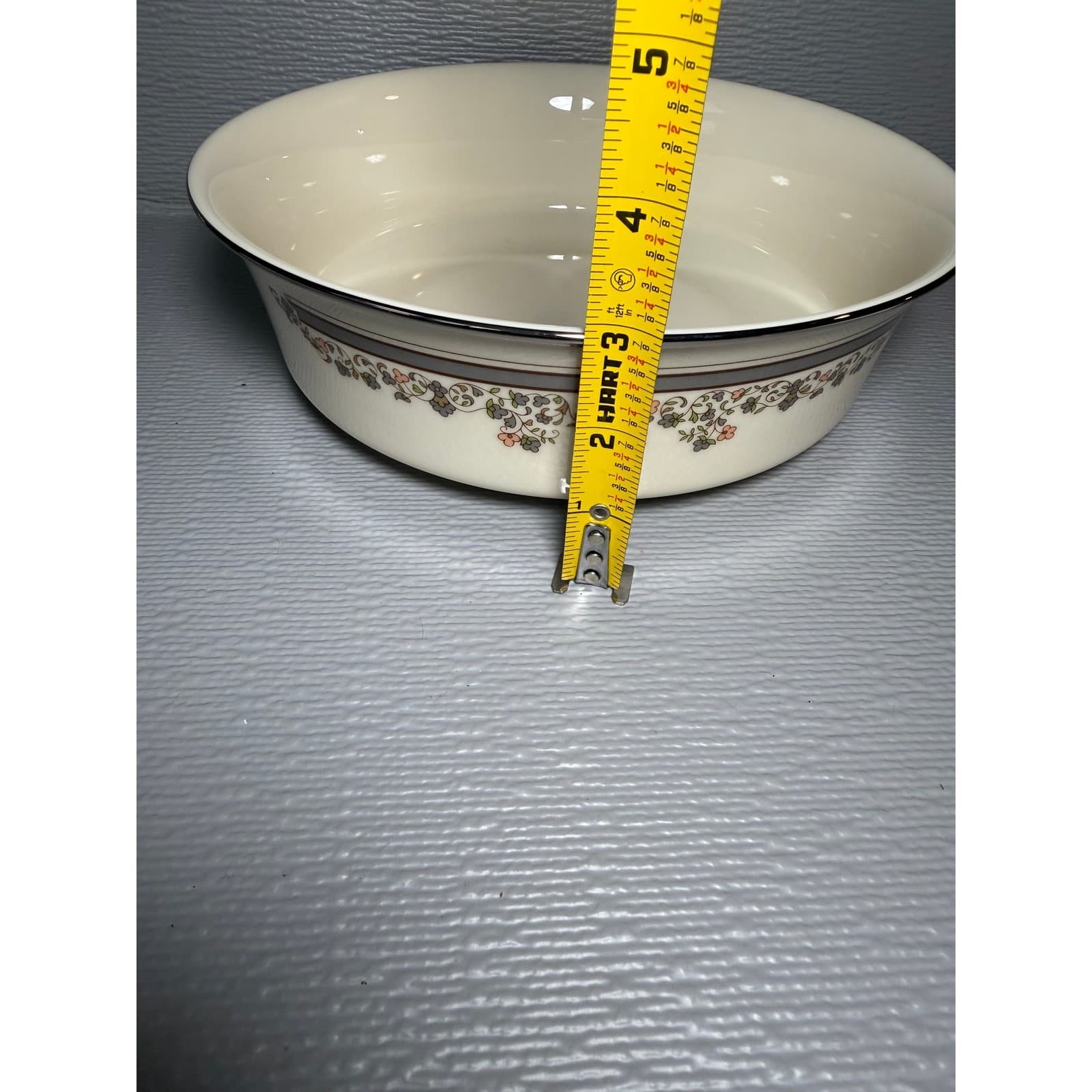 Lenox Lace Point Round Vegetable Bowl Platinum Trim Floral Fine China USA 9in - Thumbnail 7